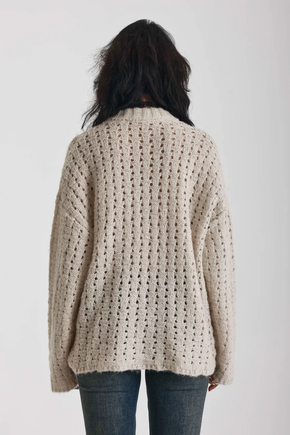 THE RAGGED PRIEST Folk oversized cardigan ecru med lynlås