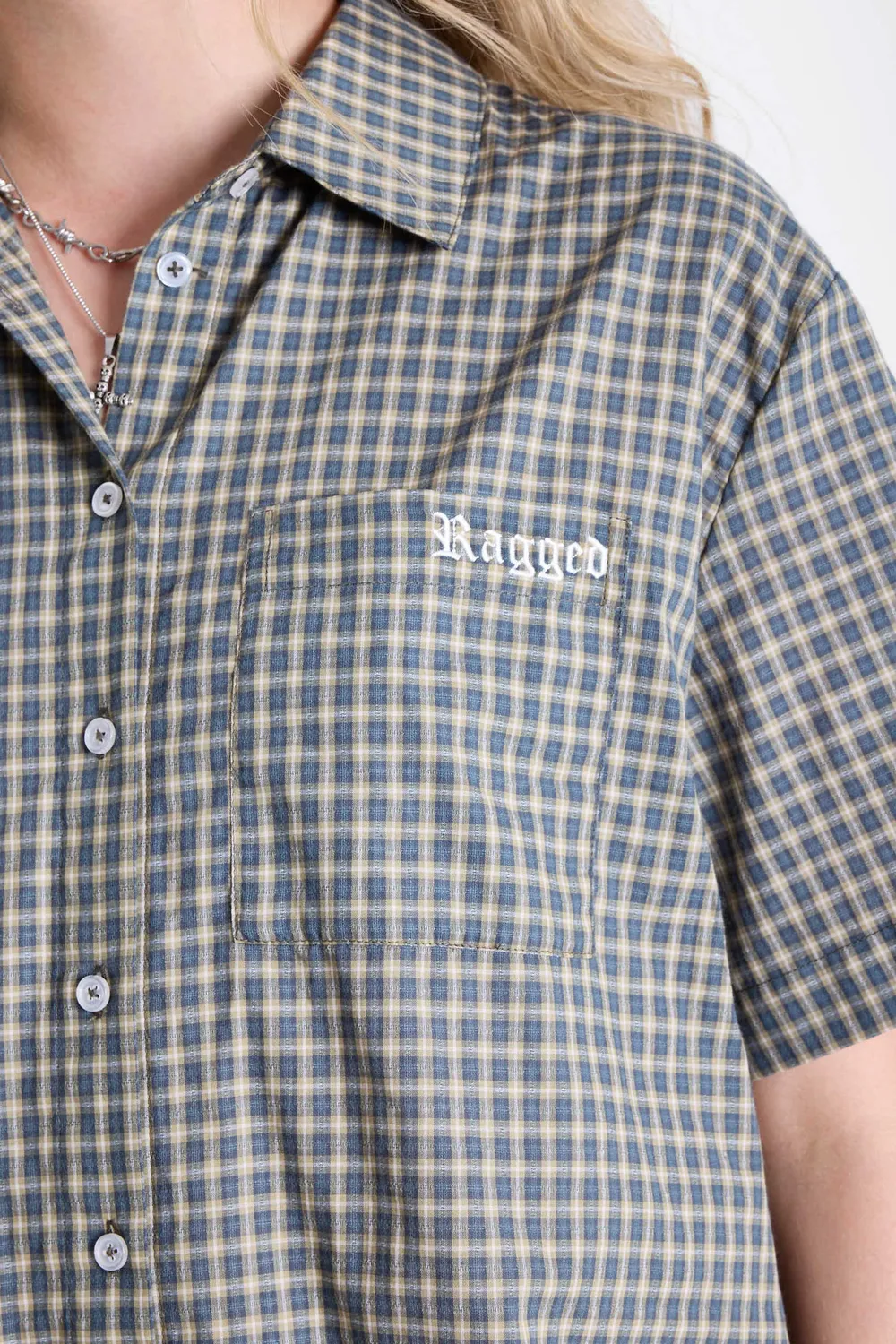 The Ragged Priest Drill Gingham Check drop waist minikjole ternet