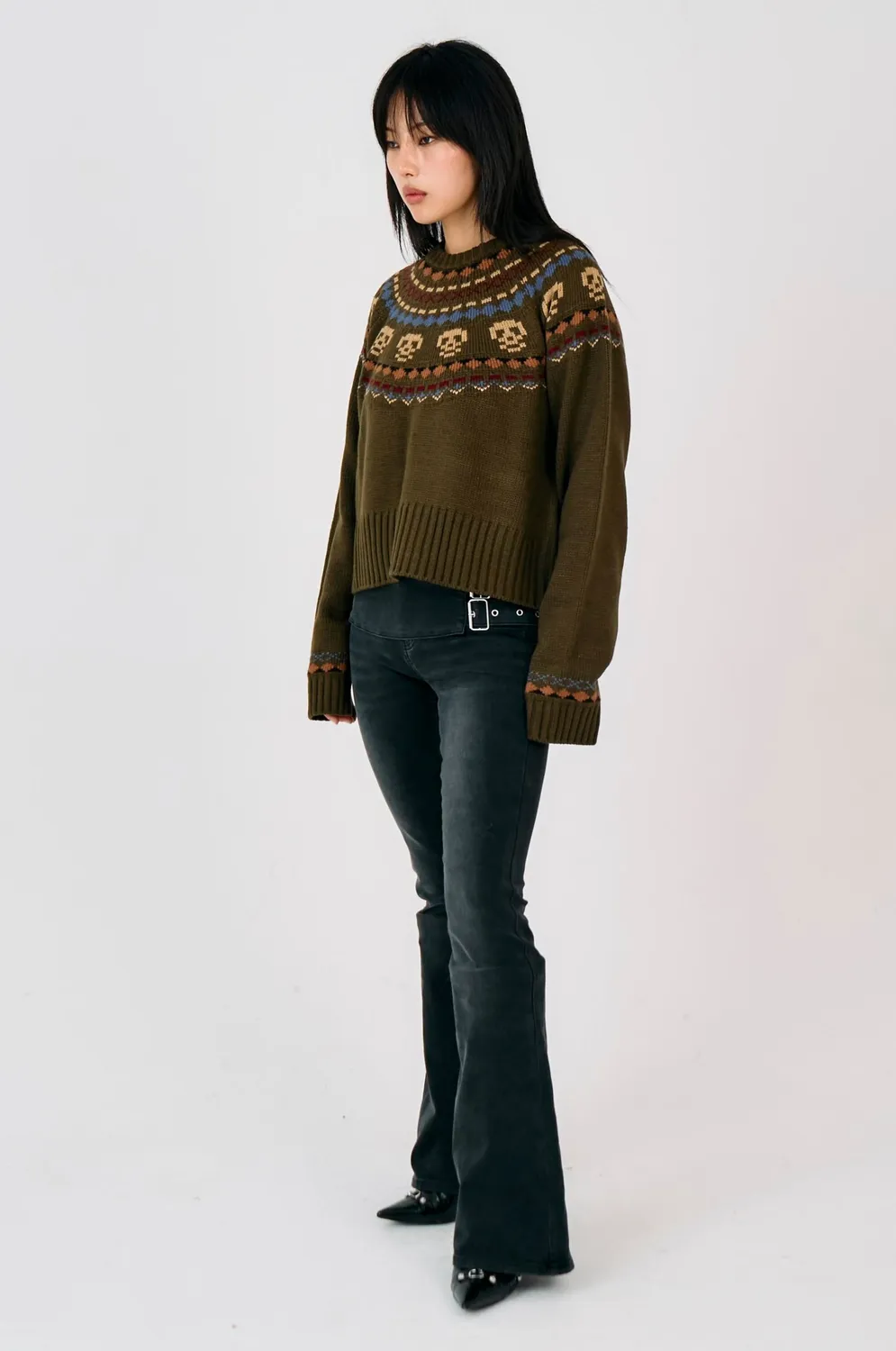 The Ragged Priest Hamlet Grunge Fair Isle strik M khaki