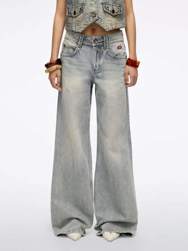 Miss Sixty Distressed Flare jeans lyseblå slidset