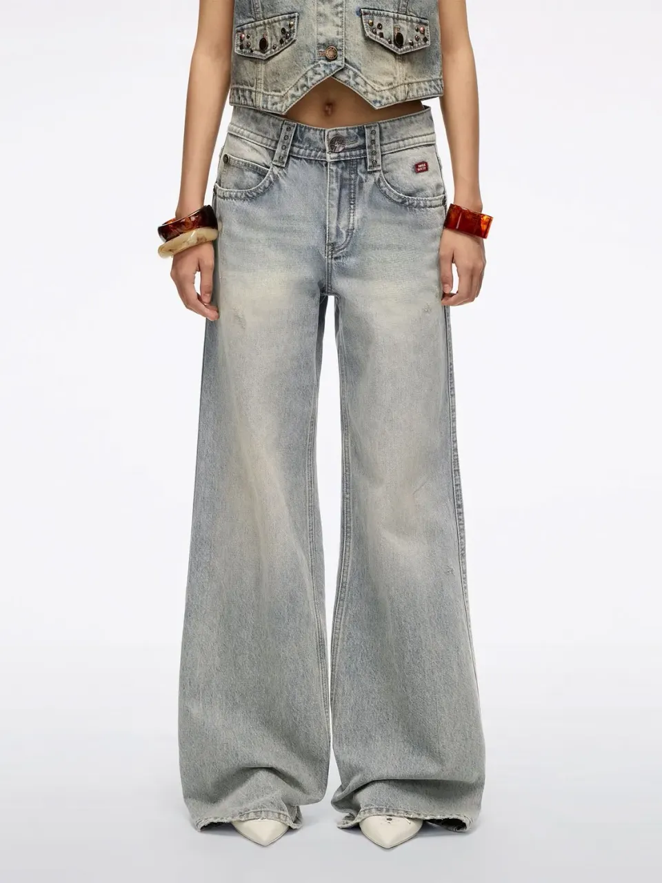Miss Sixty Distressed Flare jeans lyseblå slidset