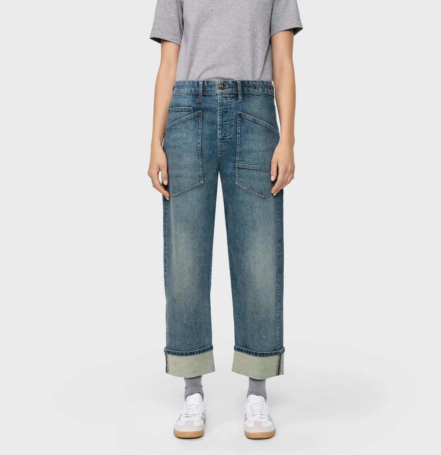 MAC Baggy straight cropped jeans blå comfort