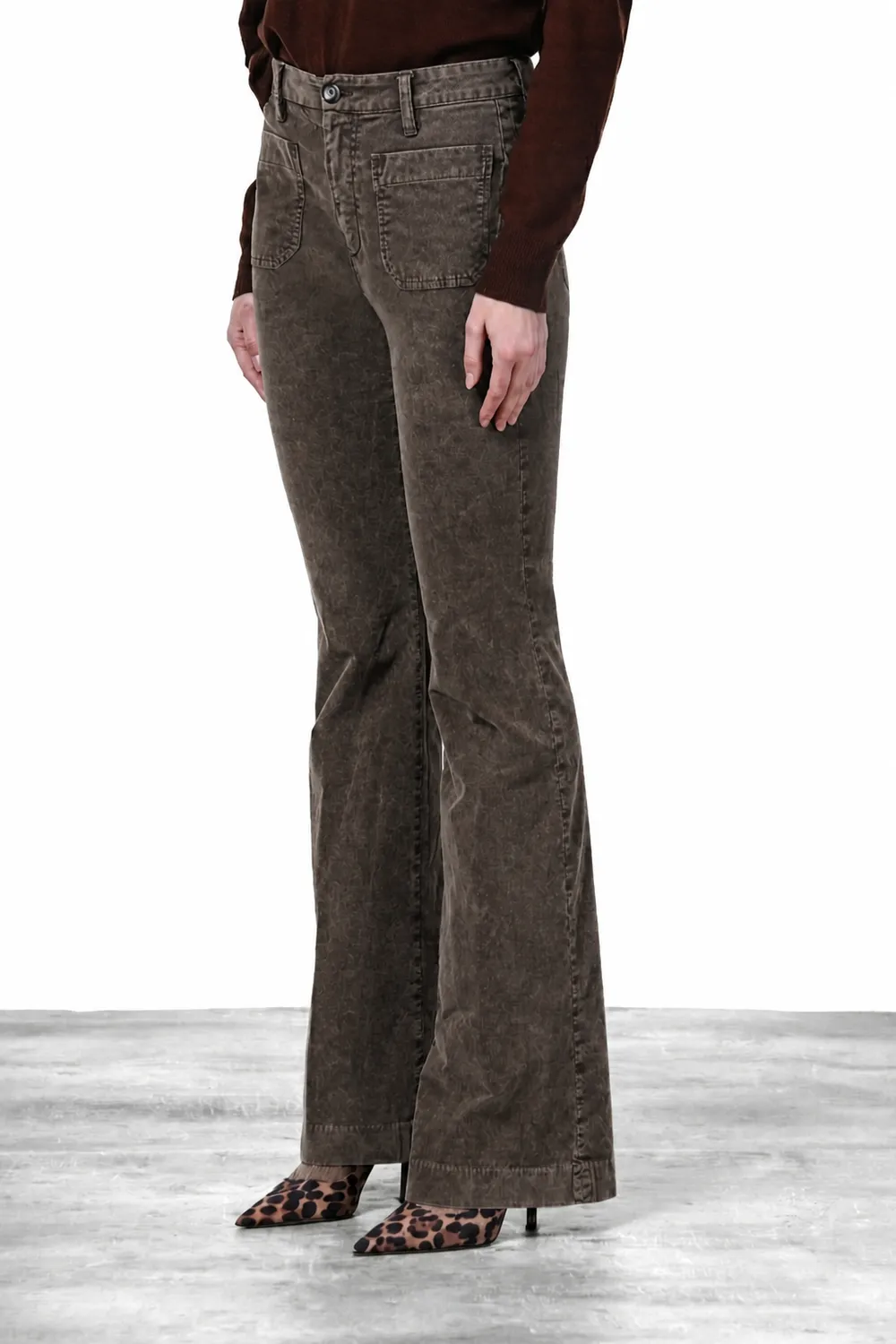 Mason's New York Flare chino bukser mørkebrun fløjl slim