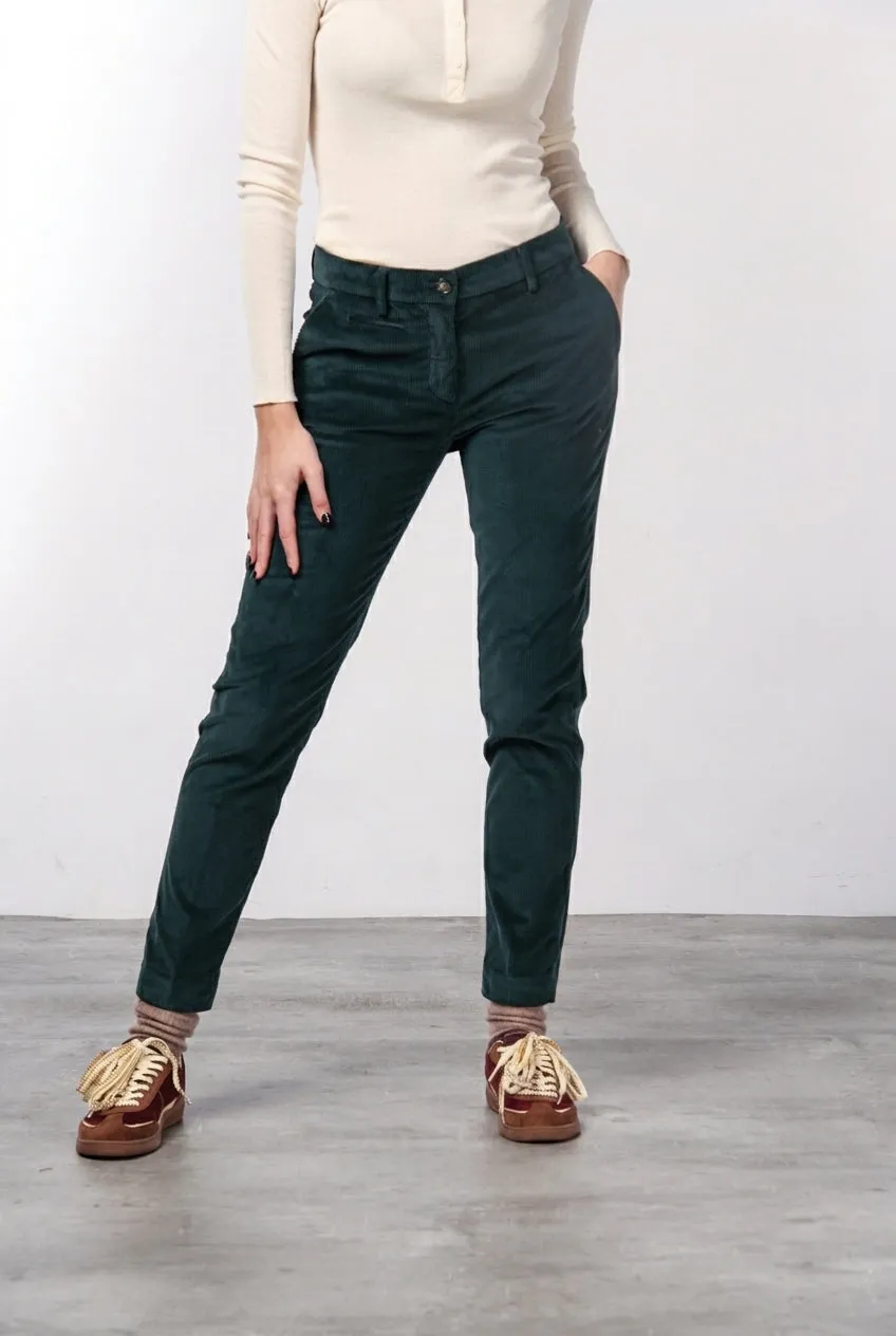 Mason's New York Slim chino bukser slim mørkegrøn fløjl
