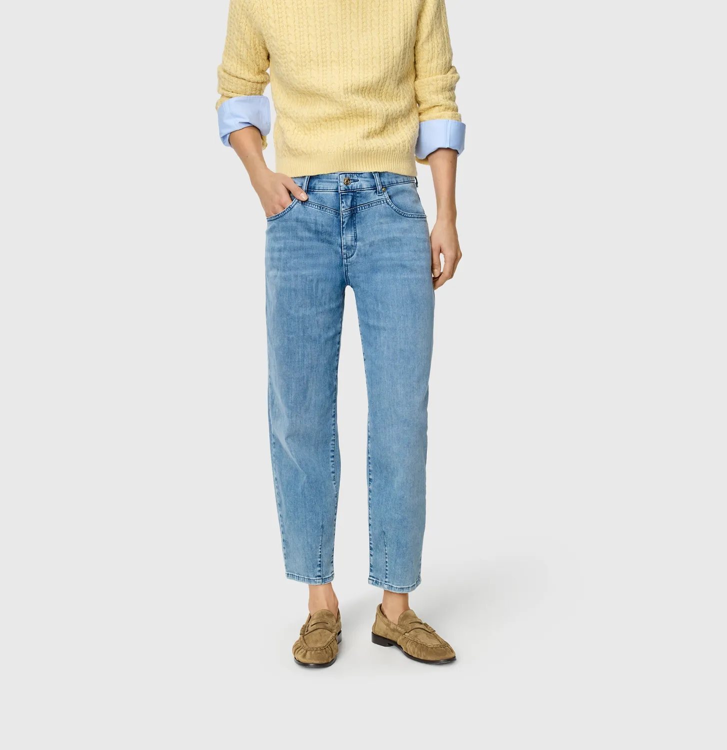MAC Jeans Bobbie barrel jeans mellemblå cropped