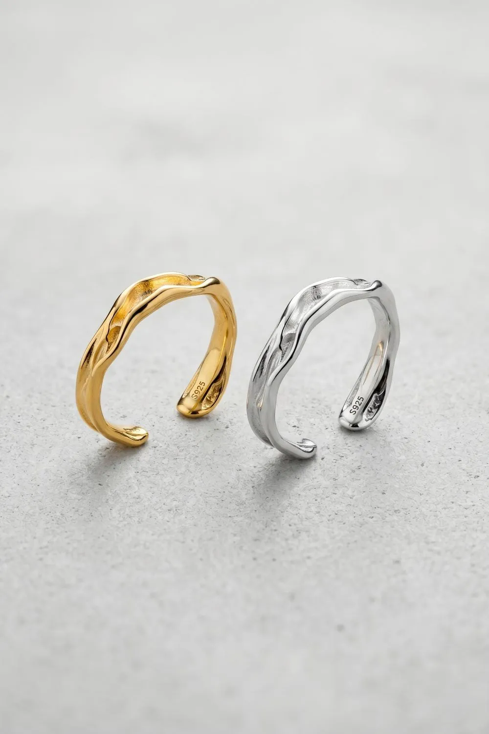 Organsk The Cuff Ring ring sølv hvidguld belagt justerbar