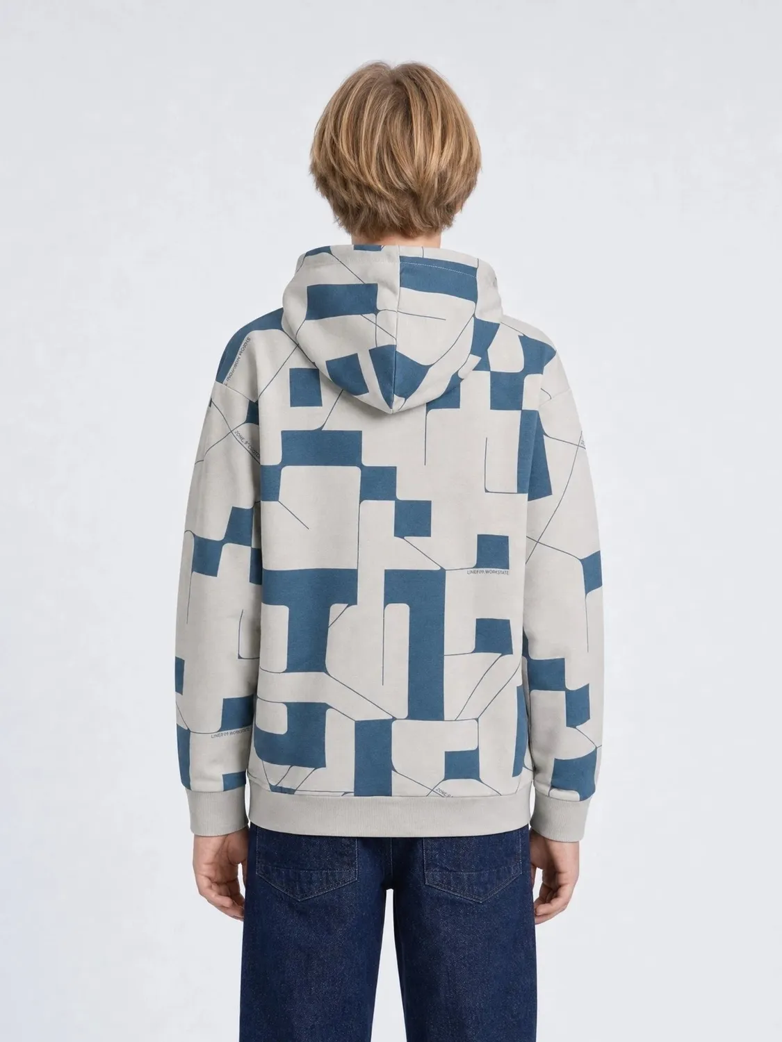 Petrol Industries hoodie ice grey – geometrisk print drenge