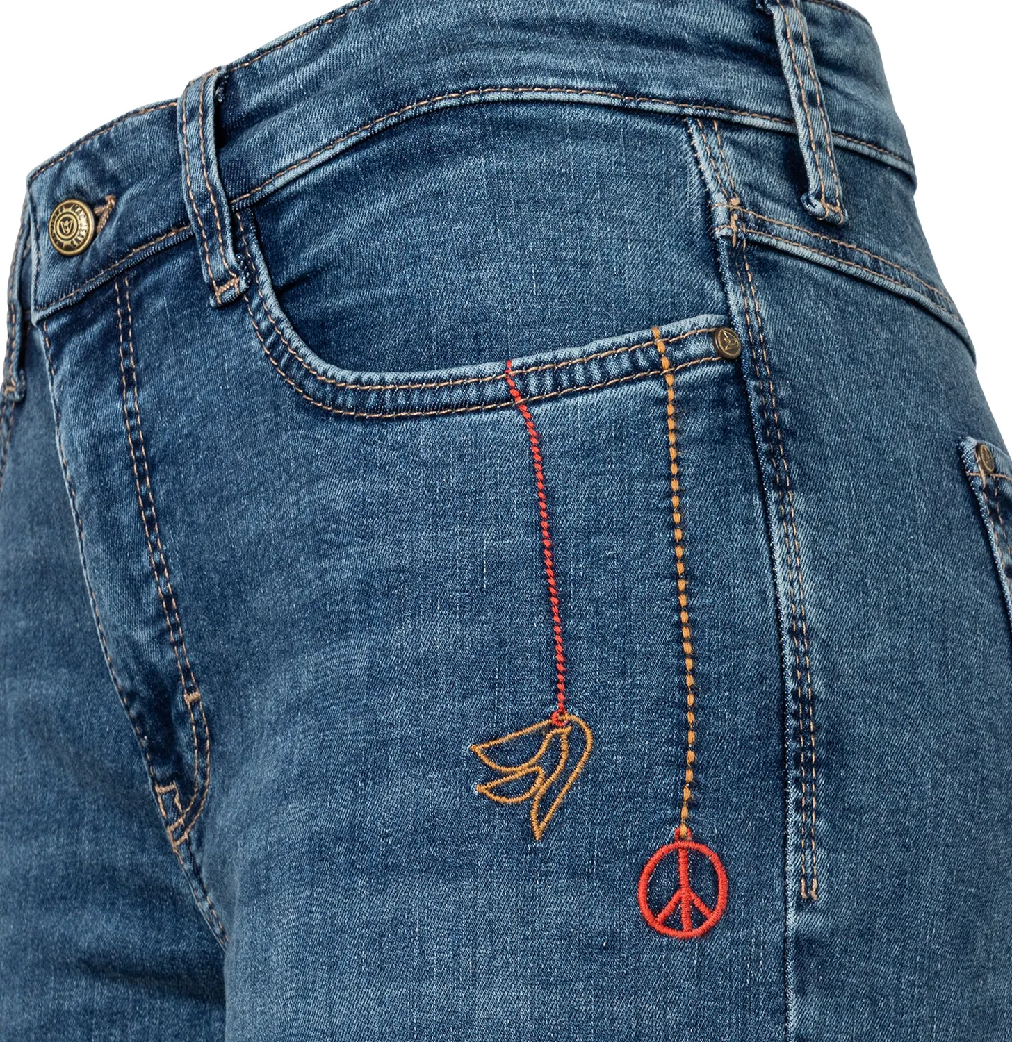 MAC Laura Peace jeans mellemblå flared
