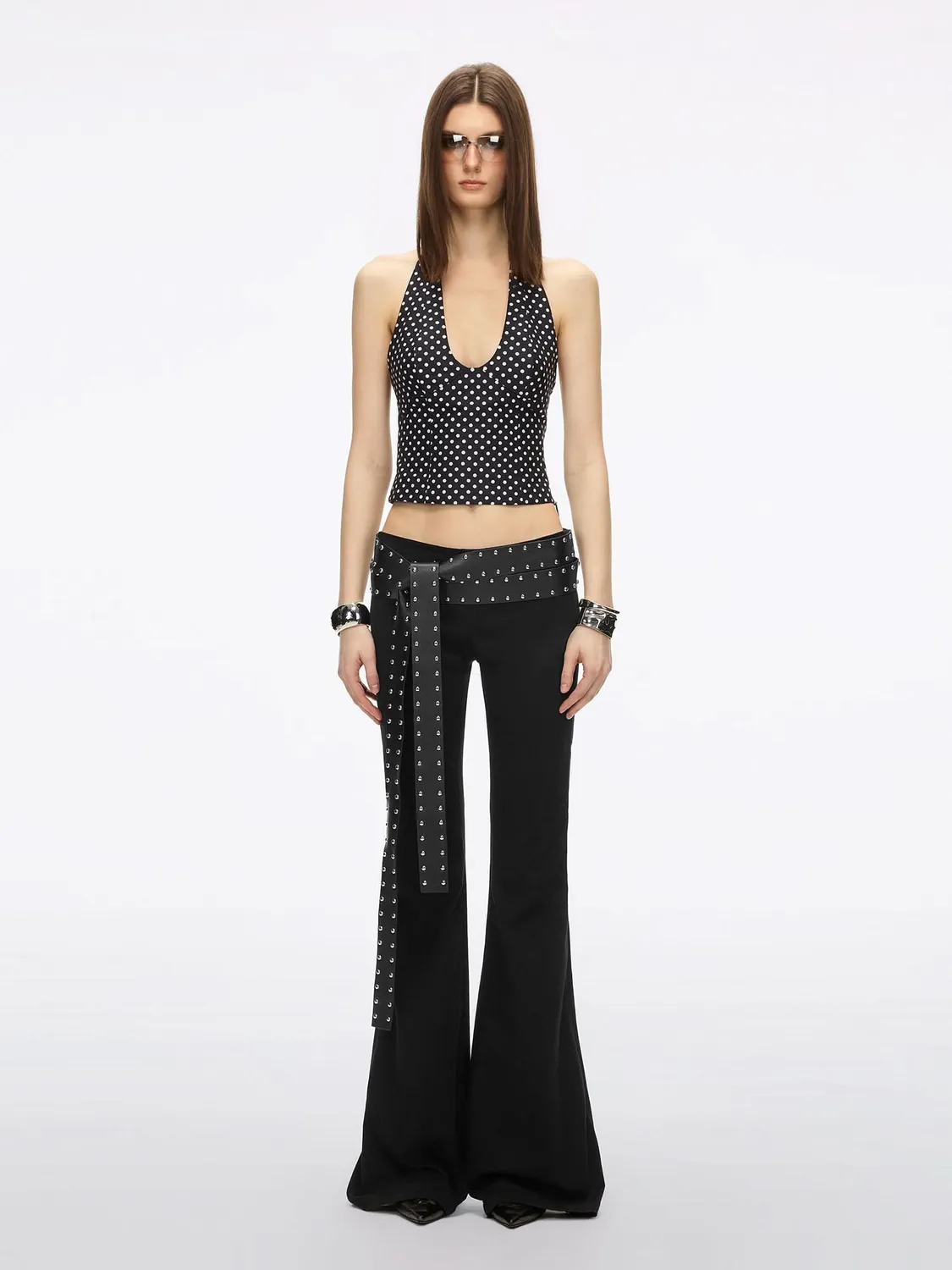 Miss Sixty Bella flare jeans sort med bælte