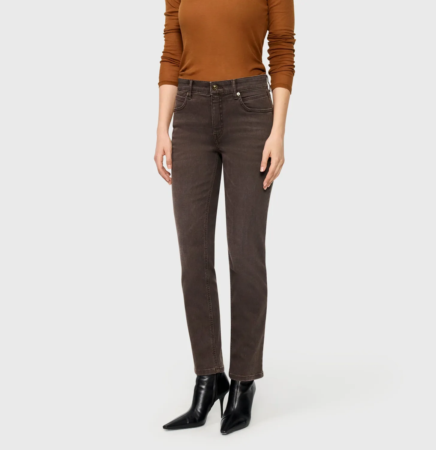 MAC Melanie 5040-90-0387L straight jeans brun stretch