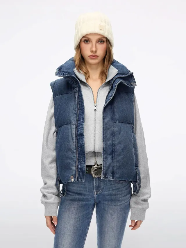 Miss Sixty denim puffer vest middle blue dun