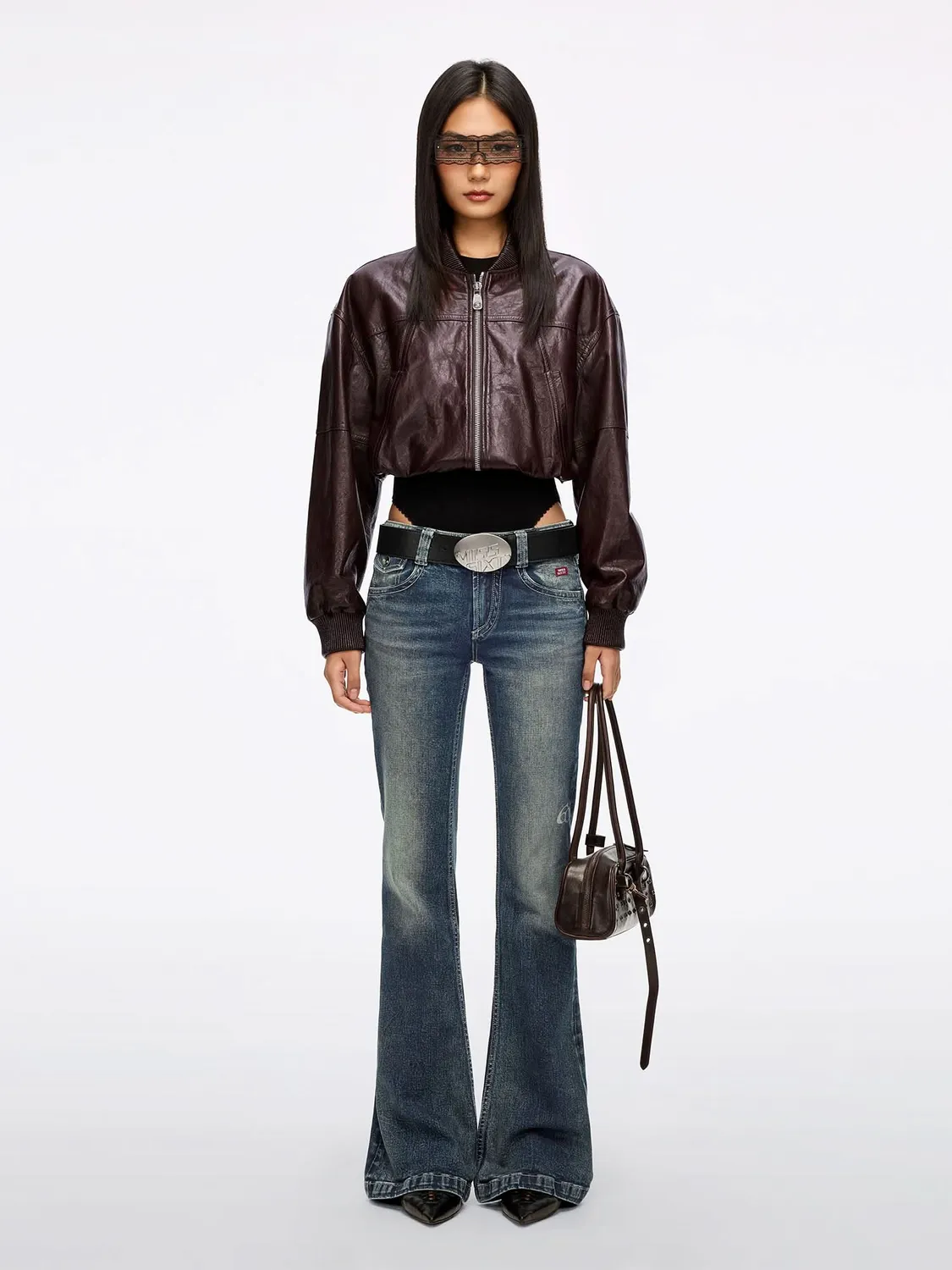 Miss Sixty Genuine Leather Jacket læderjakke vinrød cropped