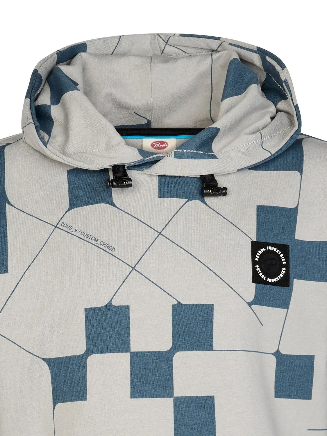 Petrol Industries hoodie ice grey – geometrisk print drenge