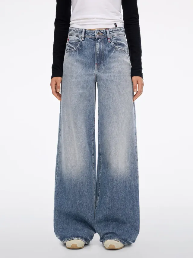 Miss Sixty Jasmine wide leg jeans lyseblå stiv denim