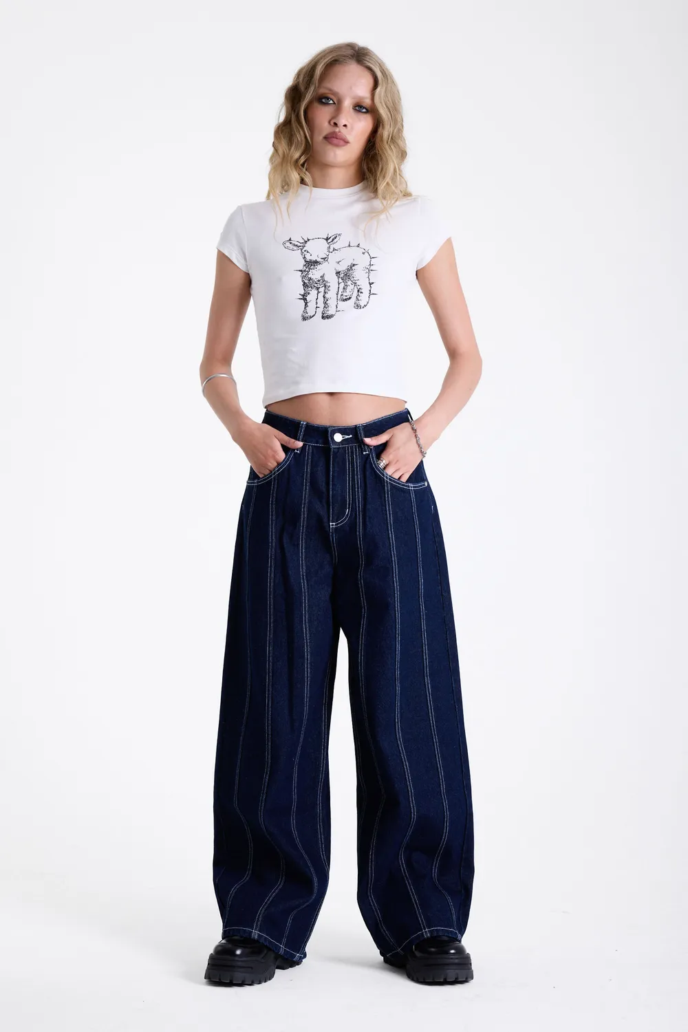 THE RAGGED PRIEST Cycle Rinse Wash relaxed jeans mørk indigo