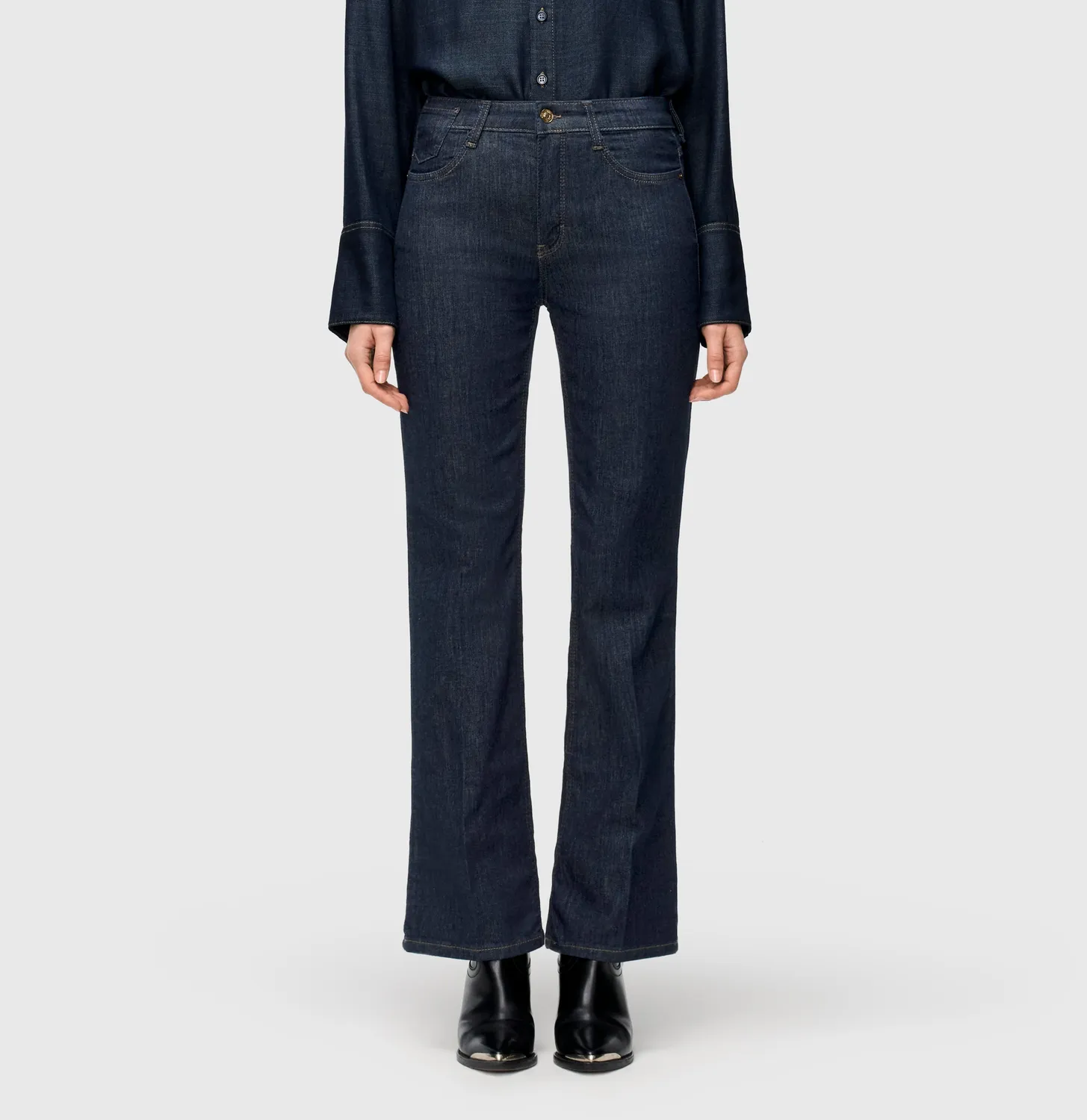 MAC Laura 5225-90-0387L jeans mørkeblå flared fit