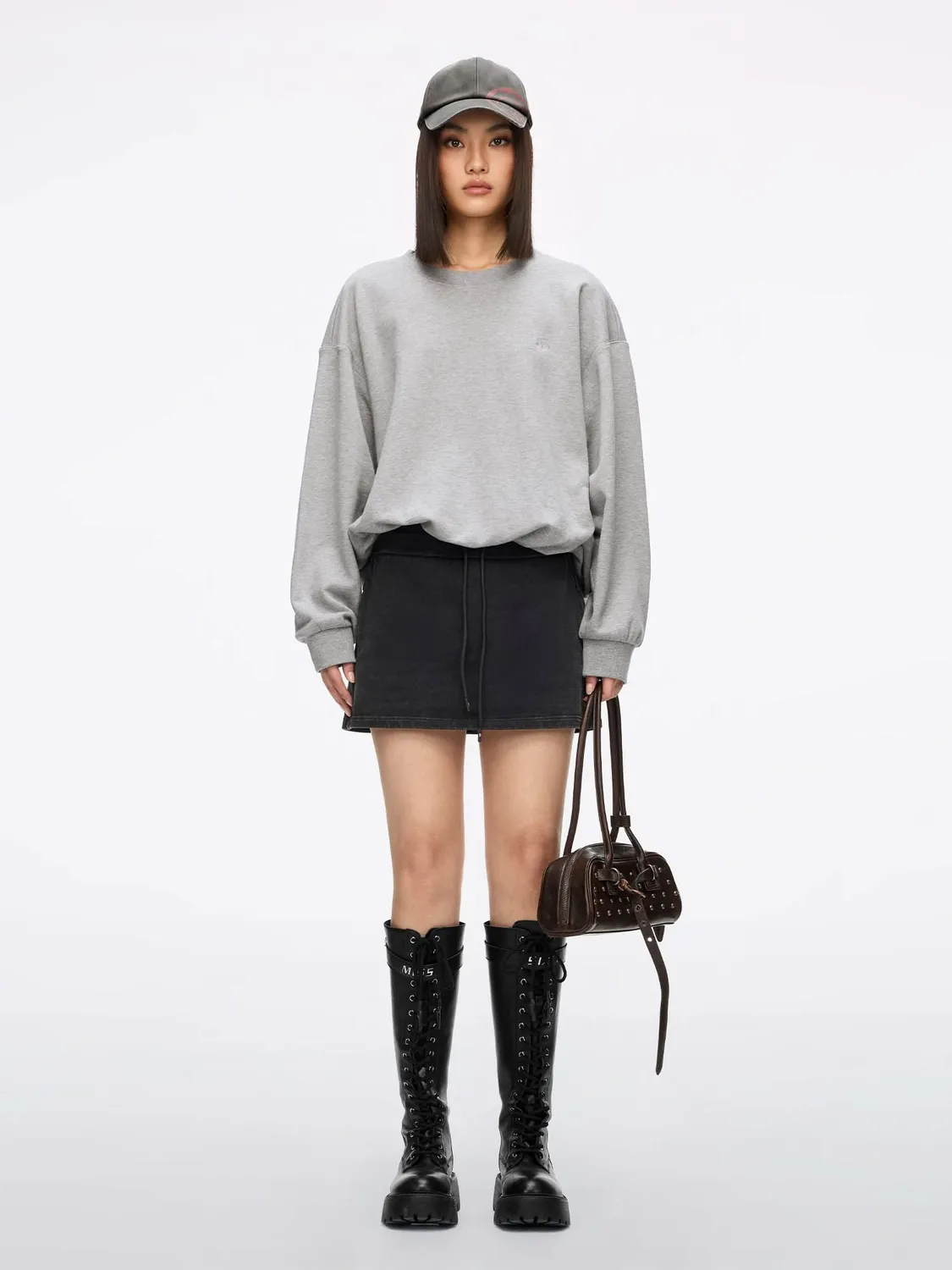 Miss Sixty rhinestone sweatshirt grå cropped