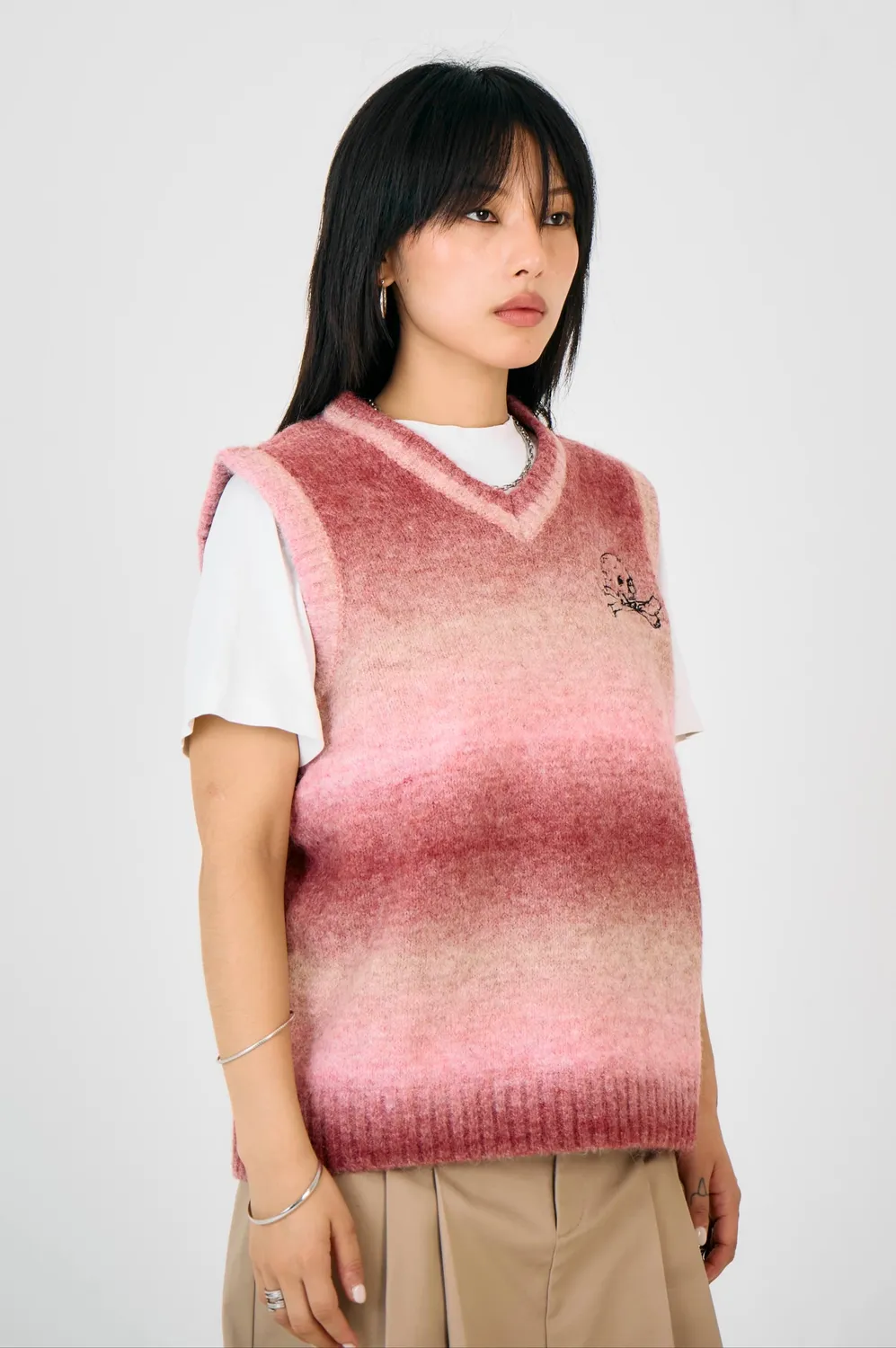 The Ragged Priest Club strikvest lyserød oversize