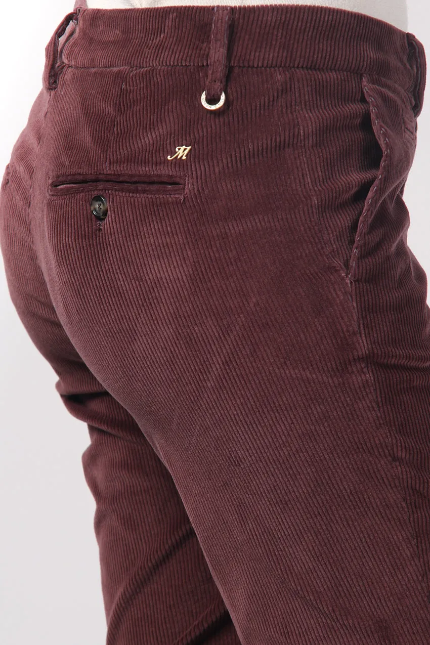 Mason's New York Slim chinobukser bordeaux bredriflet fløjl