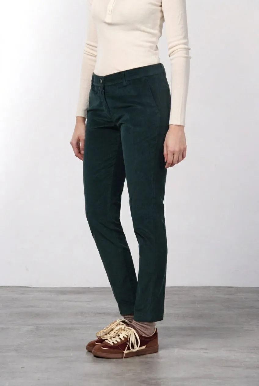 Mason's New York Slim chino bukser slim mørkegrøn fløjl
