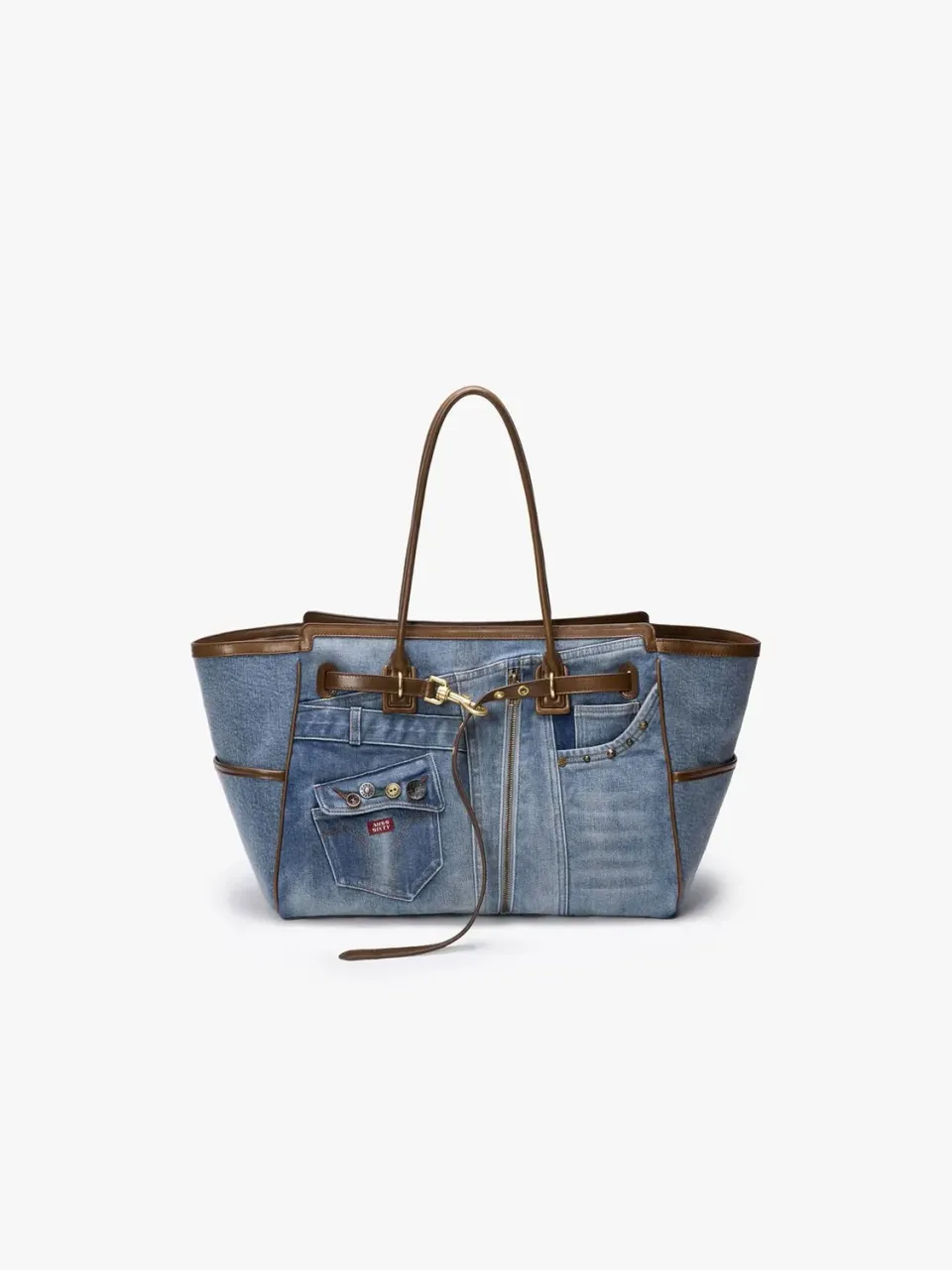 Miss Sixty tote bag blå denim patchwork læder