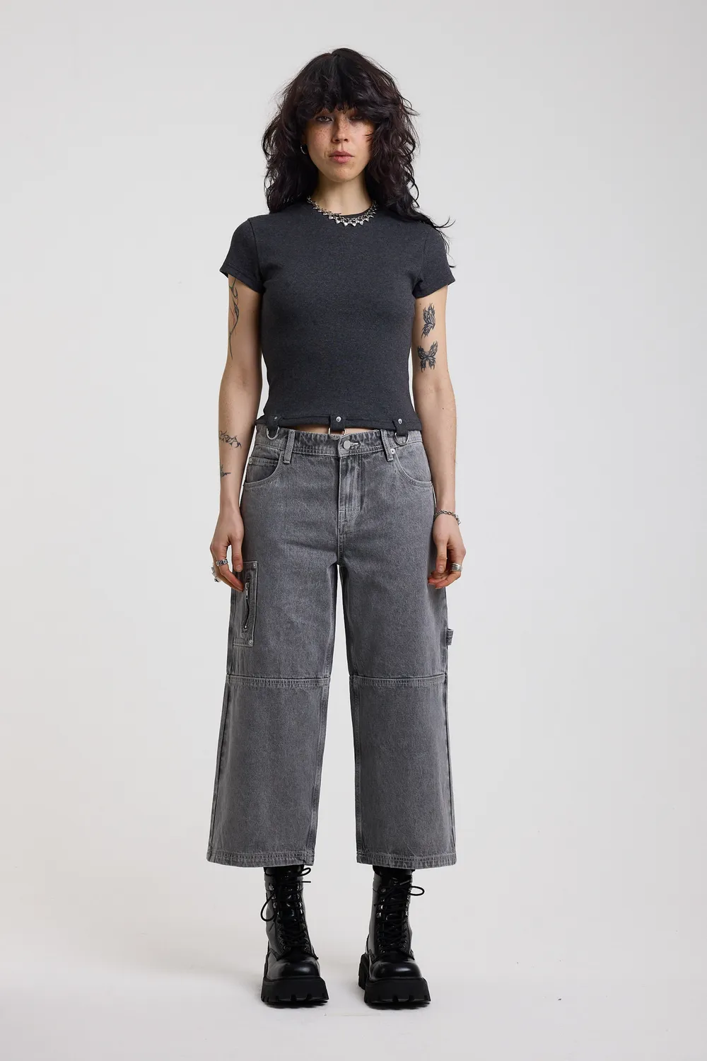 The Ragged Priest Rise Grey baggy jeans 24 grå cropped