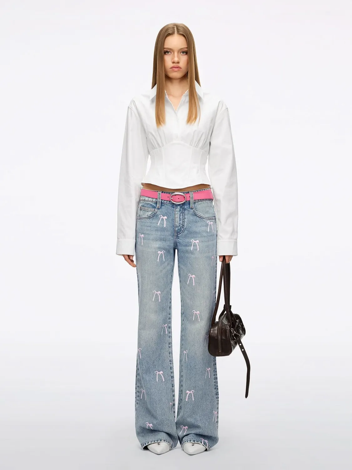Miss Sixty Rhinestone Flare jeans lyseblå – strassløjfe