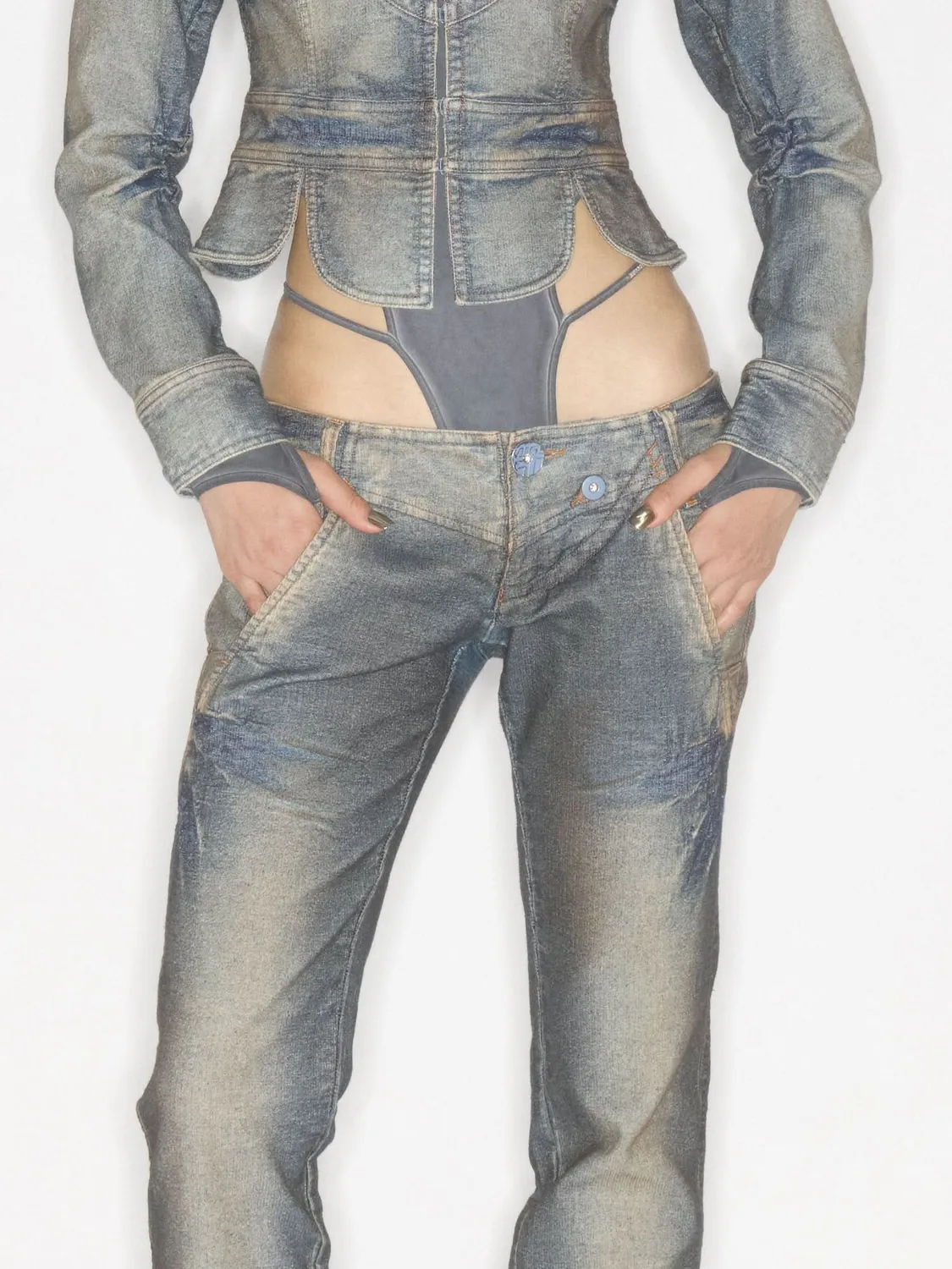 Miss Sixty KNWLS jeans petrol tie-dye lavtalje