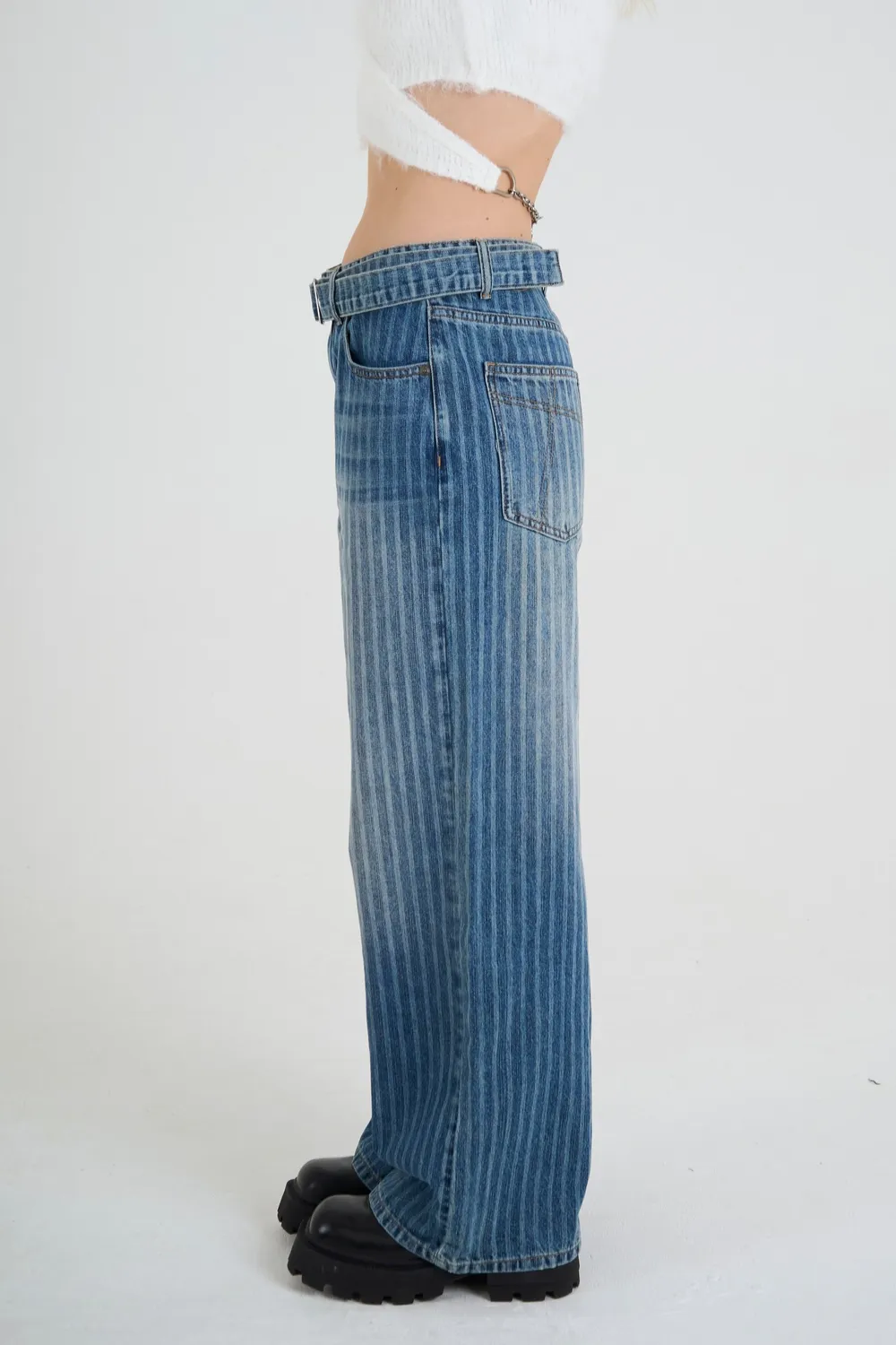 The Ragged Priest Mobster Release jeans pinstripe blå