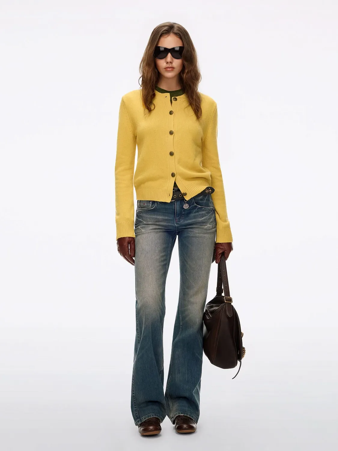 Miss Sixty Wool Knit cardigan gul merinould knapper