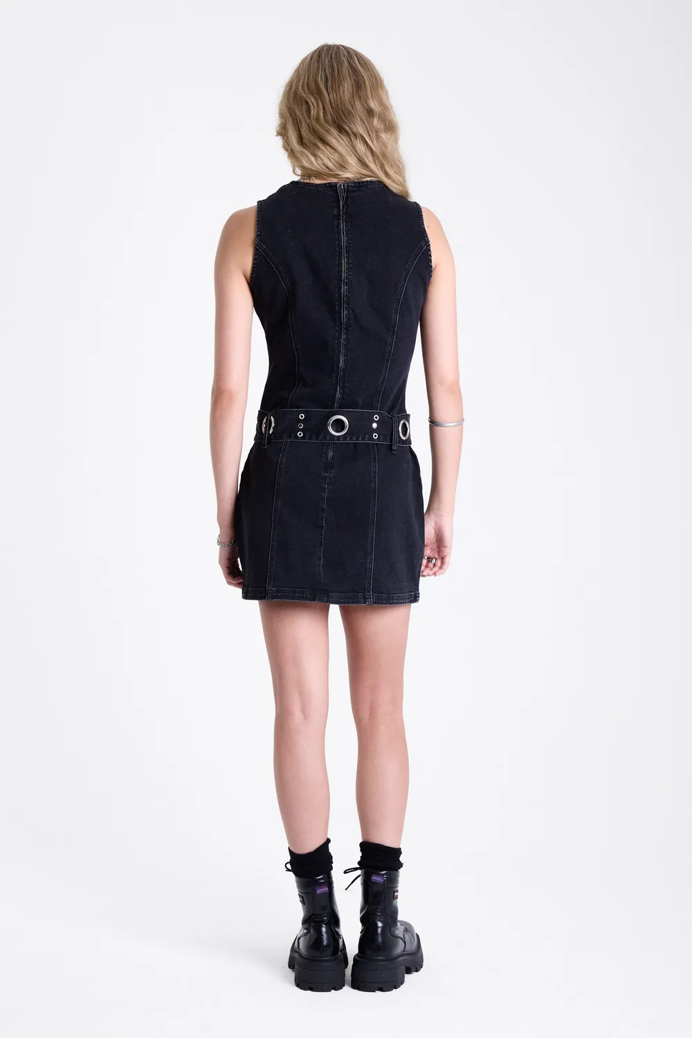 The Ragged Priest Winx Black Denim Mini kjole sort