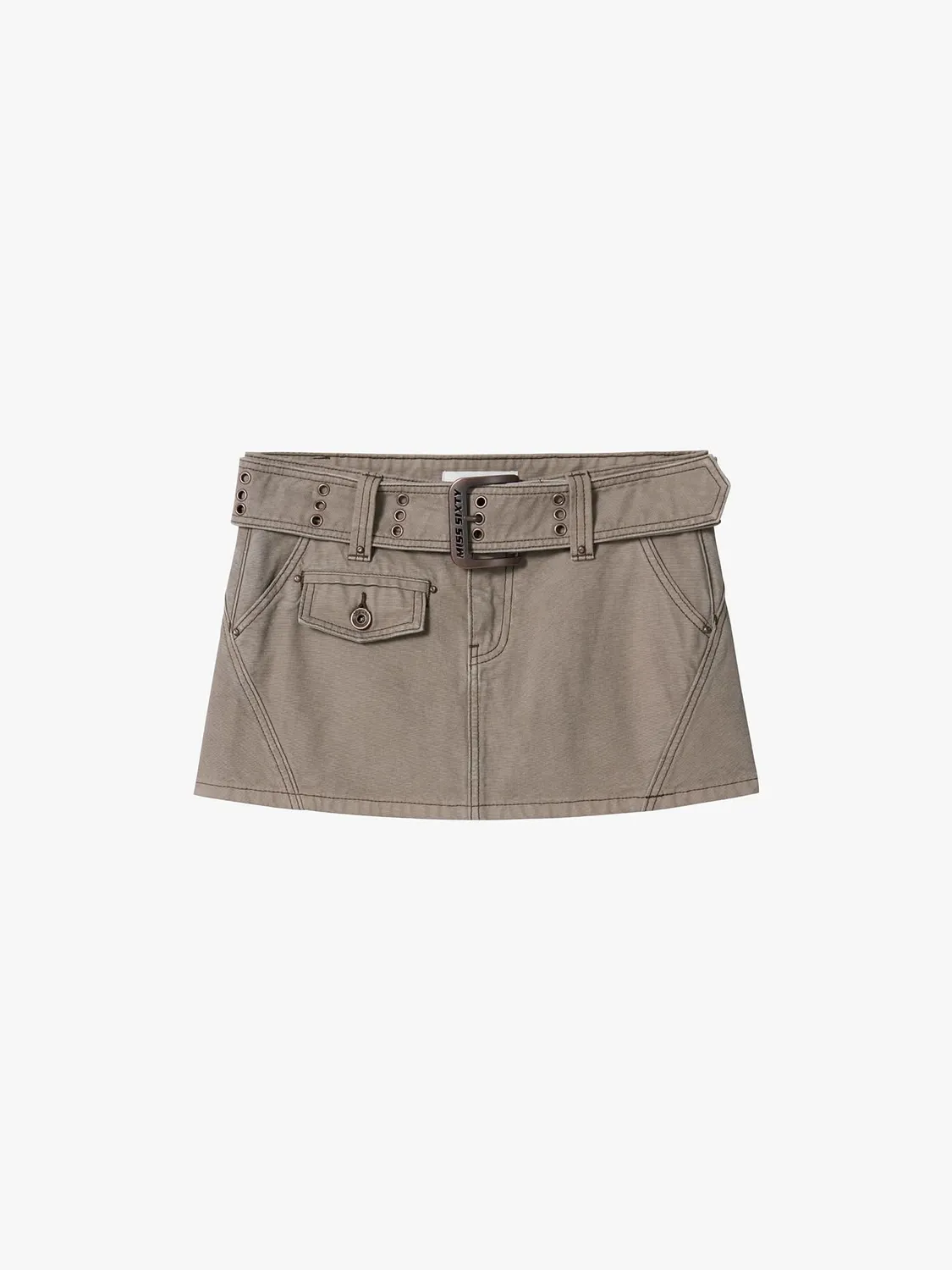 Miss Sixty Belted Denim mini nederdel Brown med bælte
