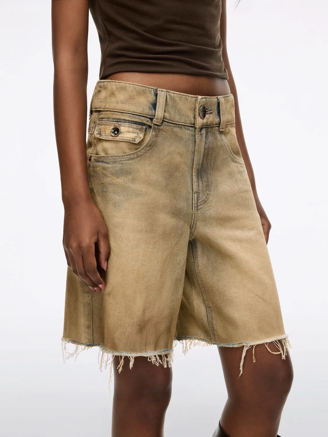 Miss Sixty Distressed Denim shorts blå lav talje