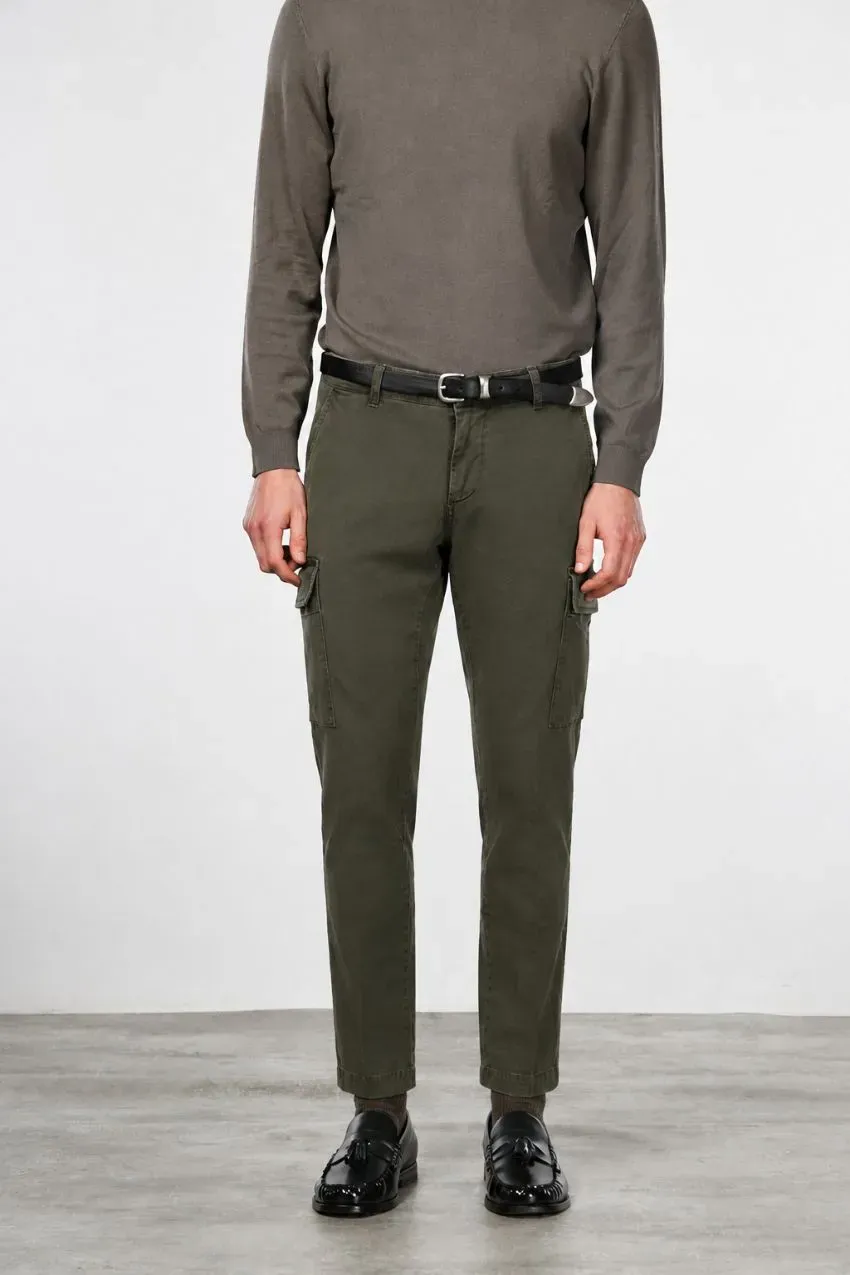 Mason's Chile Extra Slim cargobukser skovgrøn stretch