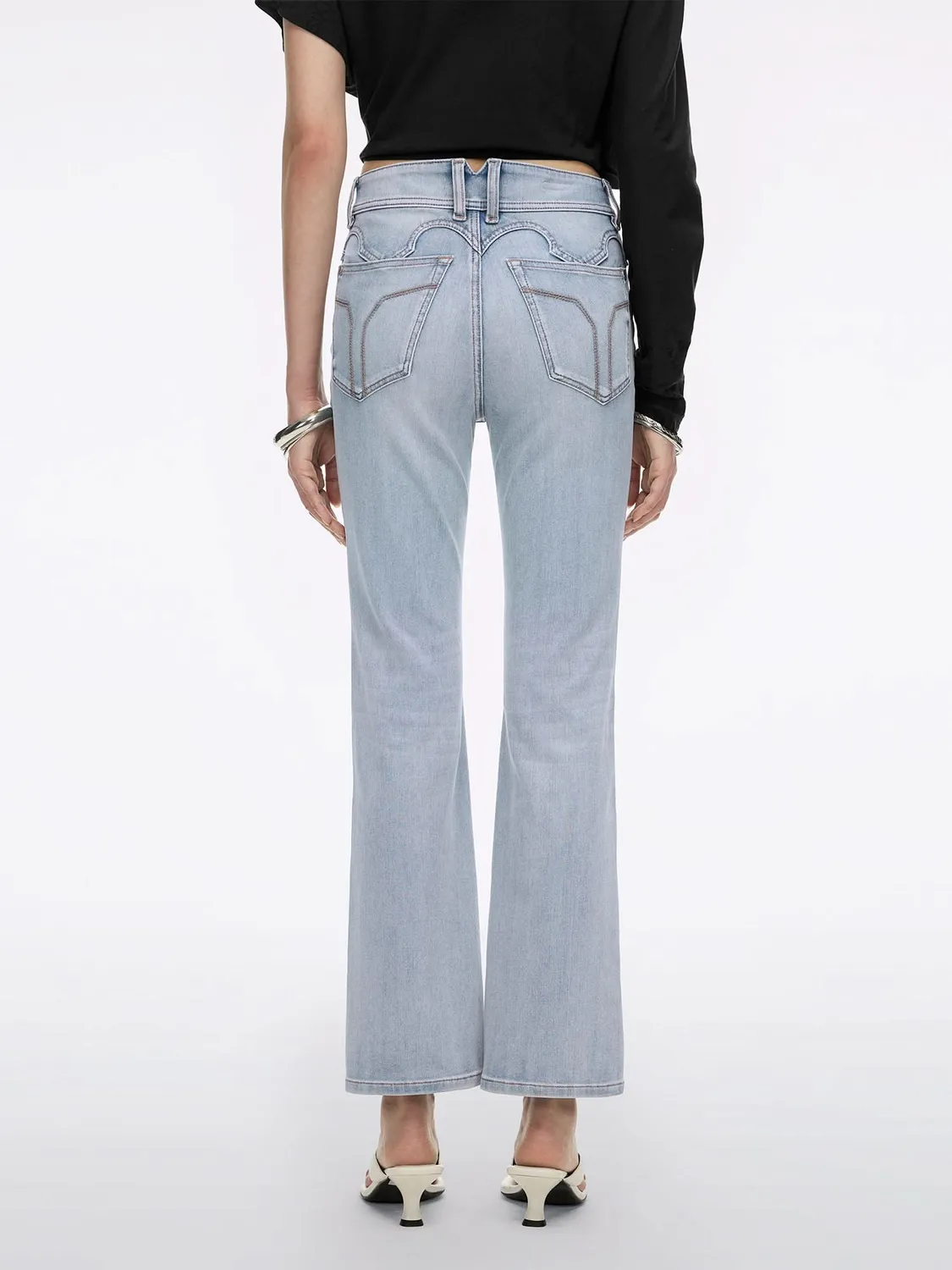 Miss Sixty Bella Flare jeans lyseblå cropped kæde