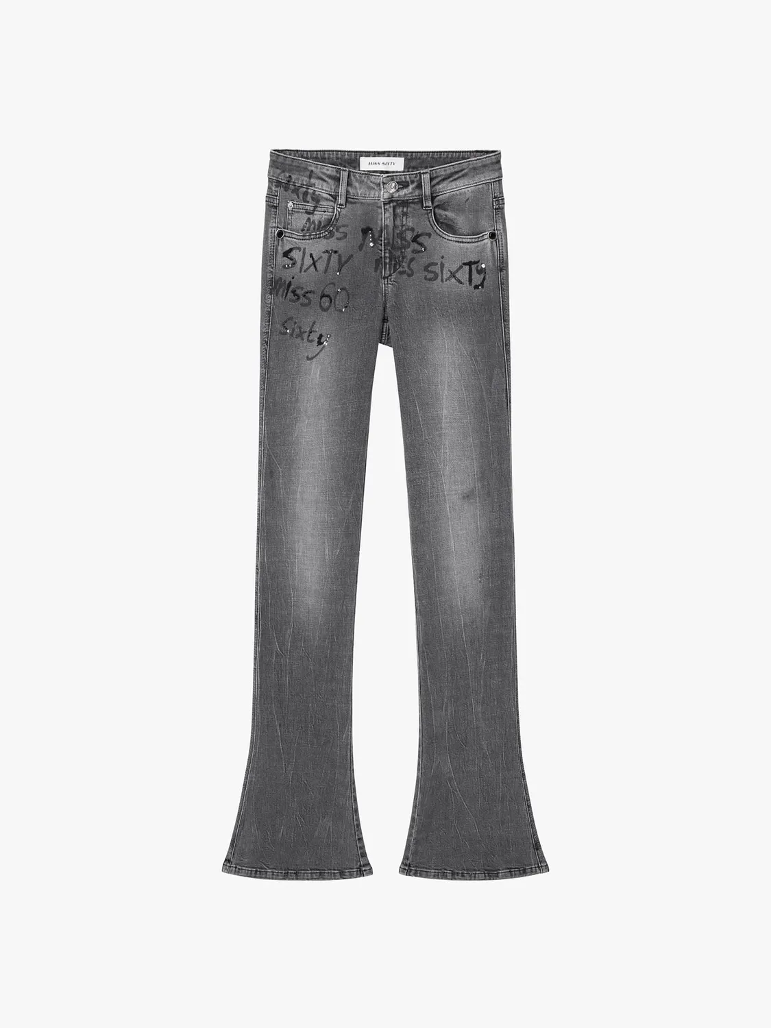 Miss Sixty Rhinestone Flare jeans black fog flare