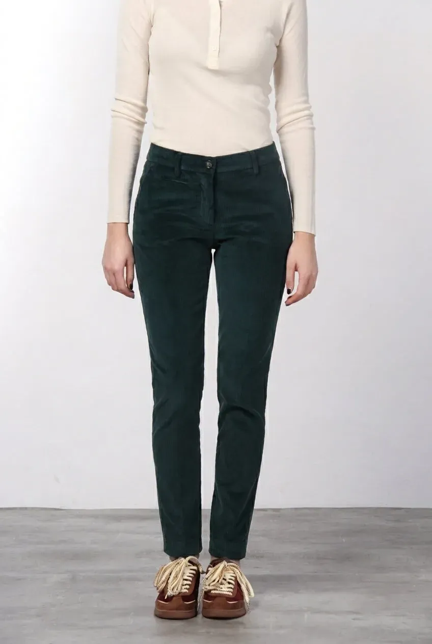 Mason's New York Slim chino bukser slim mørkegrøn fløjl