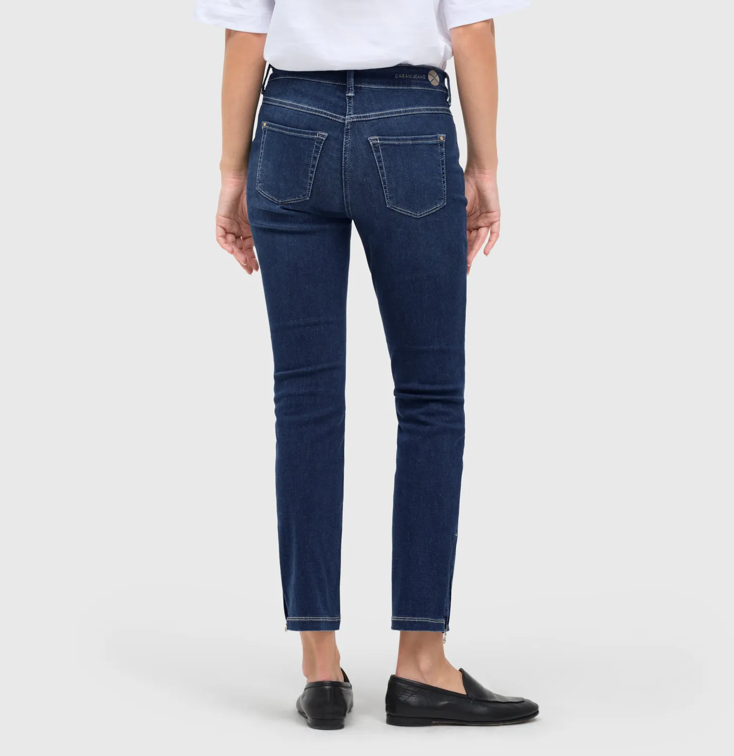 MAC Dream Chic jeans mørkeblå slim fit cropped