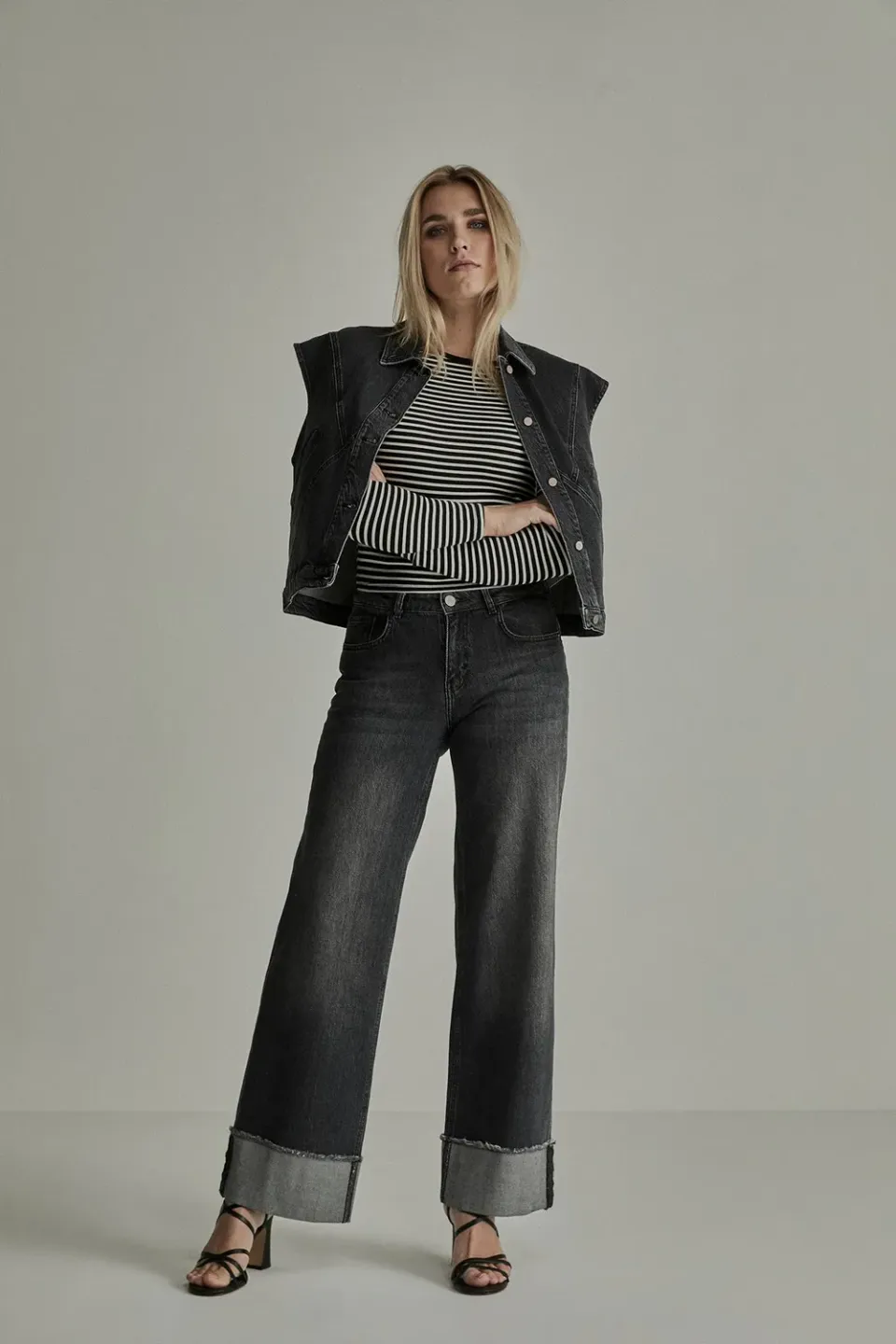 Para Mi Jeans Mira Turn Up jeans sort wide