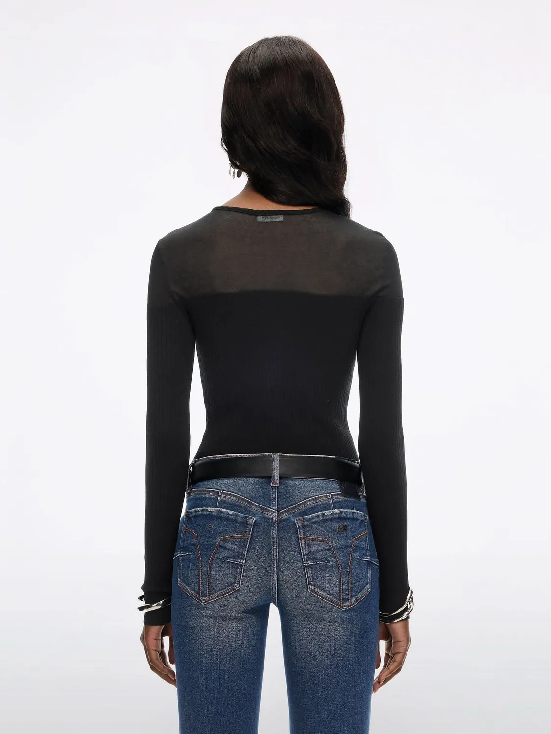 Miss Sixty strik top hvid ribbet slim-fit