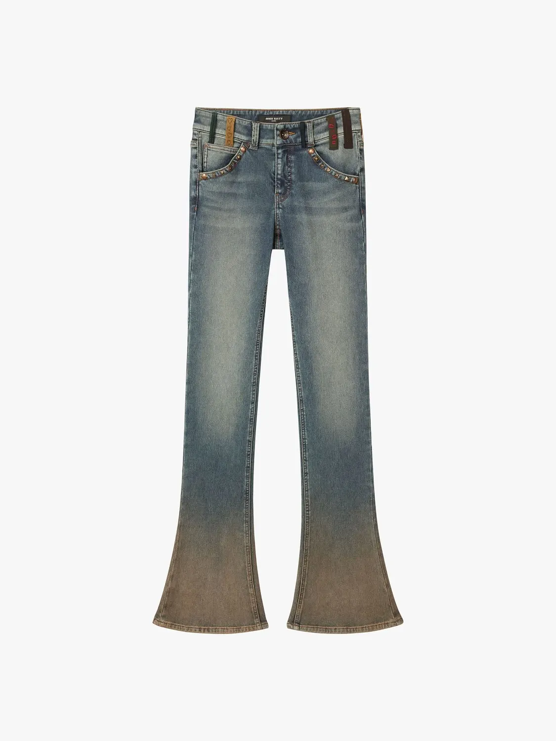 Miss Sixty Slim Flare jeans mellemblå bælteløkker