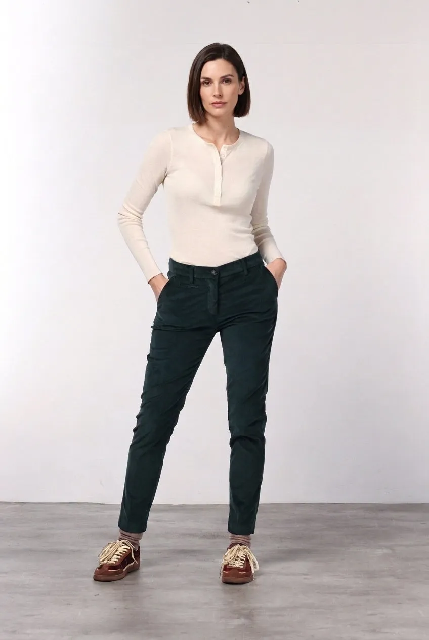 Mason's New York Slim chino bukser slim mørkegrøn fløjl