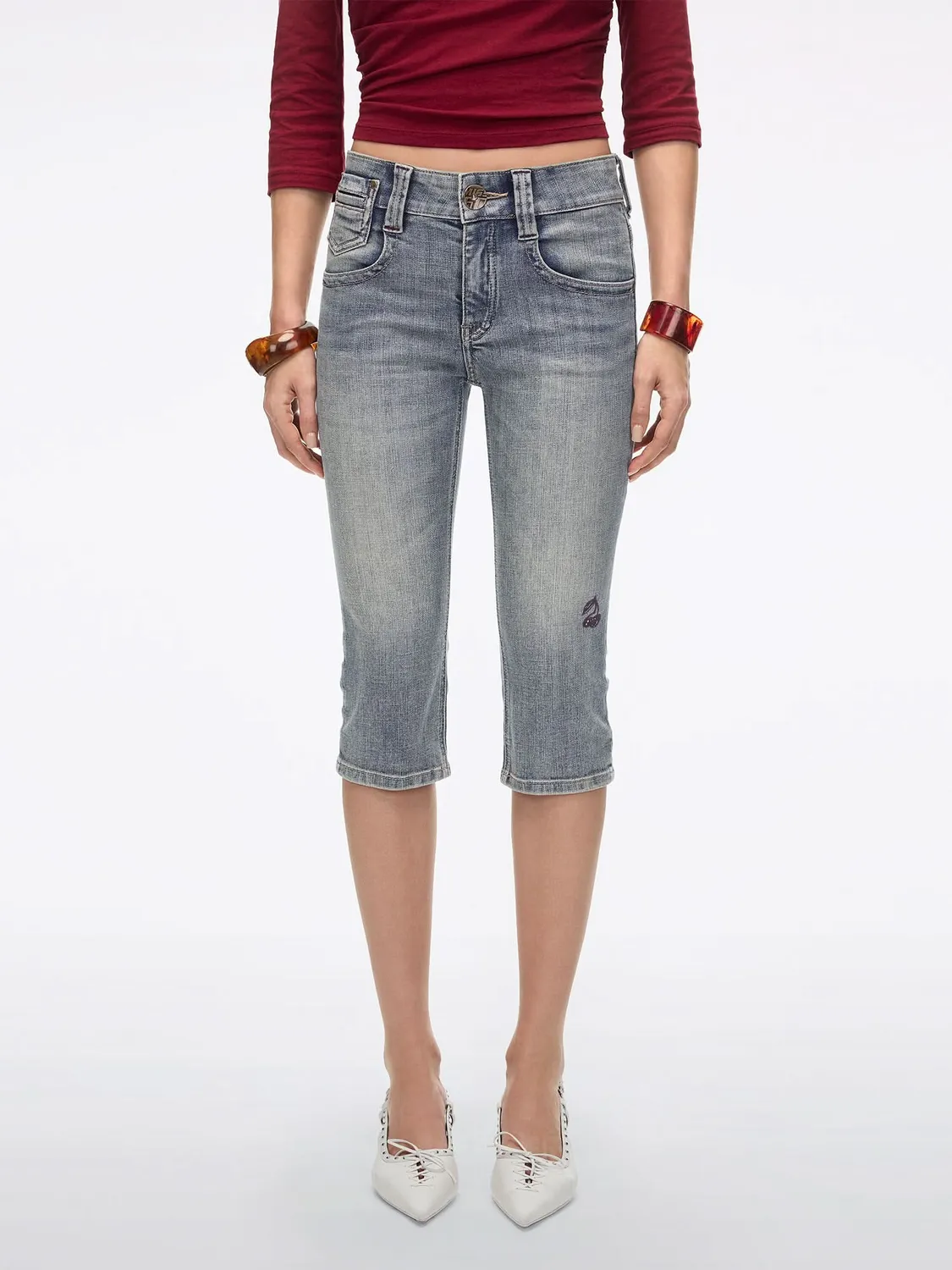 Miss Sixty Logo Detail capri jeans blå cherry