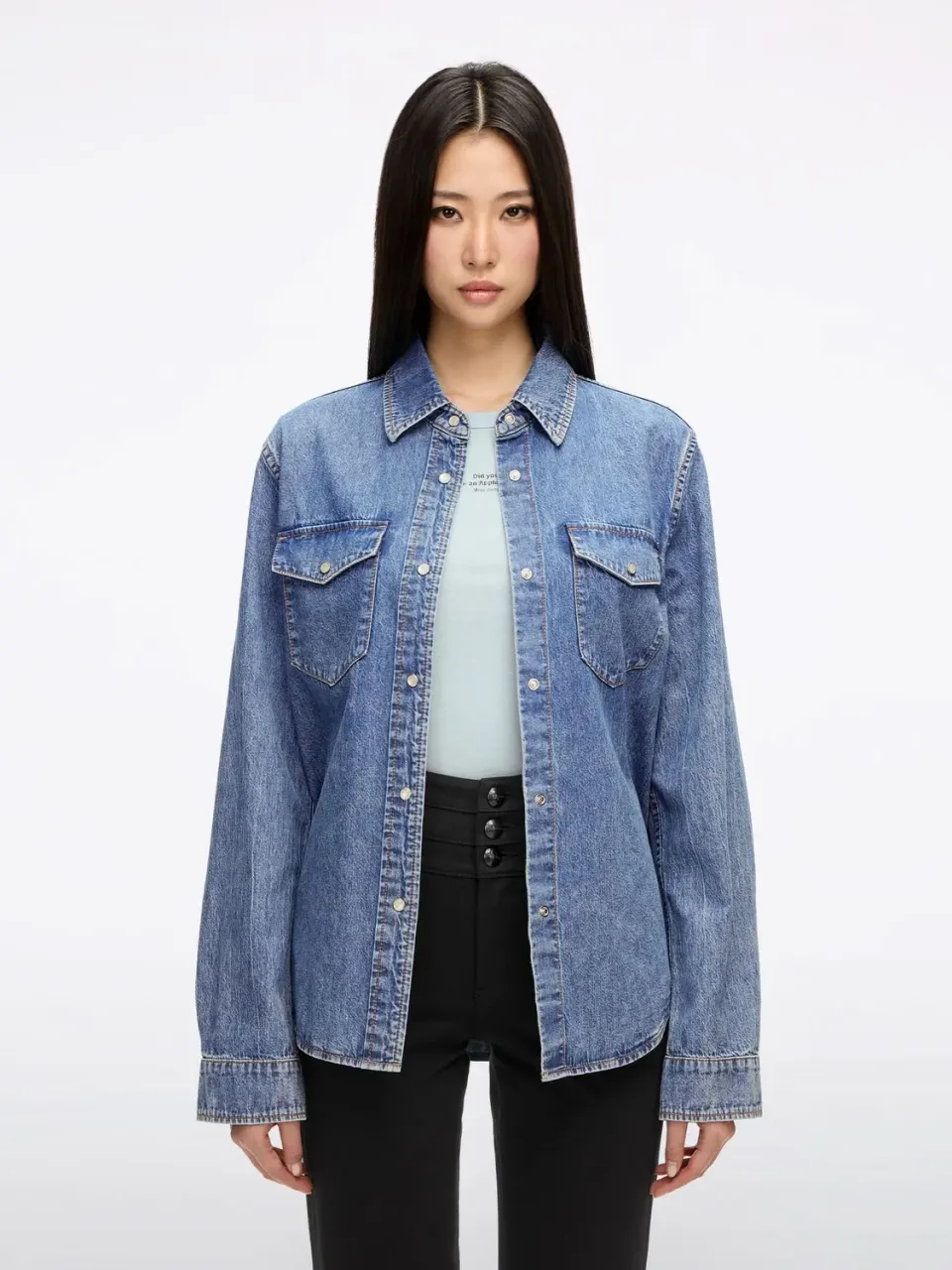 Miss Sixty Denim Shirt lyseblå relaxed 100% bomuld