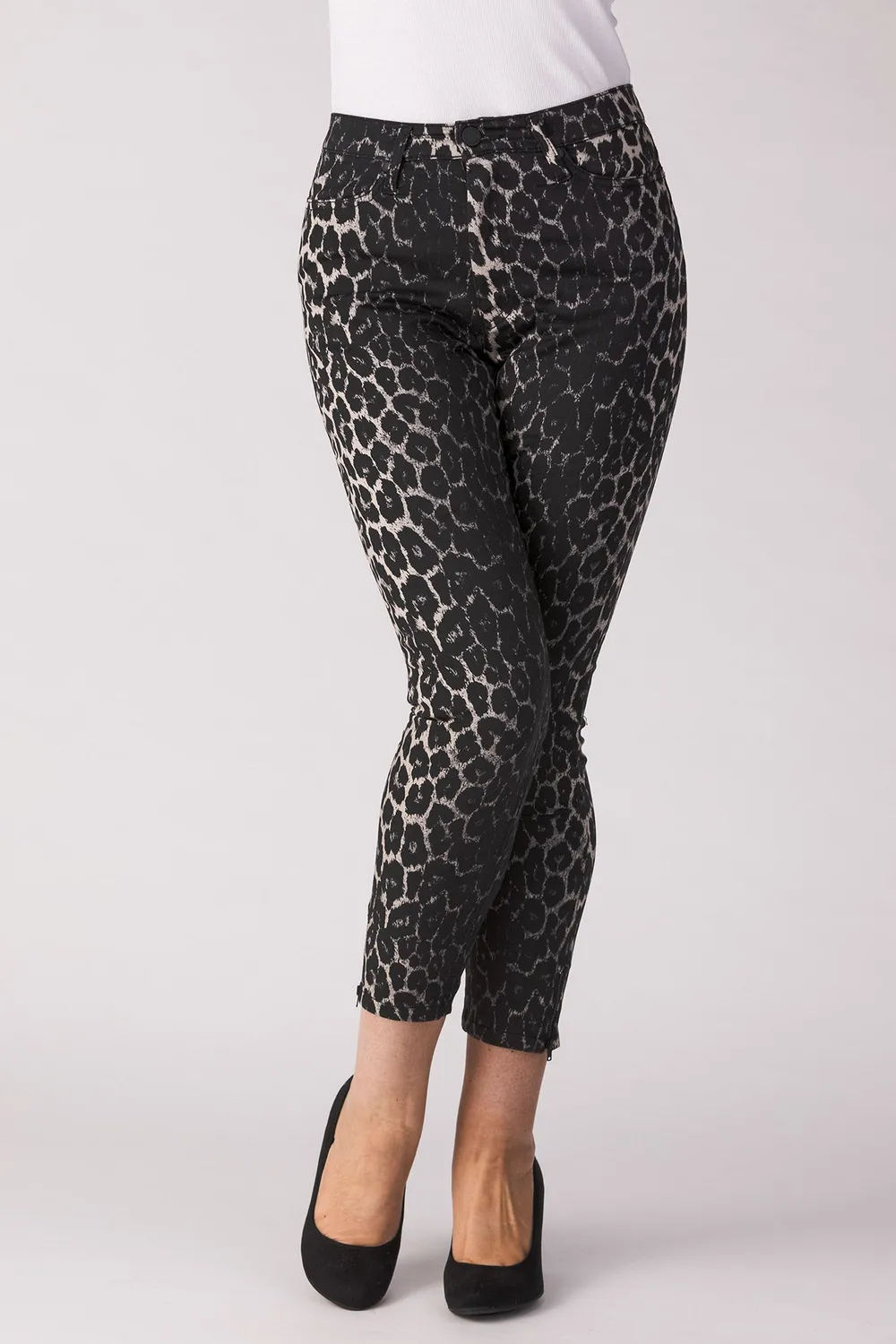 Merrytime 15640-440-07 Super Slim Ankel jeans mørk leopard