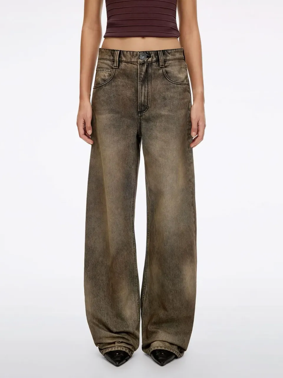 Miss Sixty Distressed Loose Jeans brun high waist