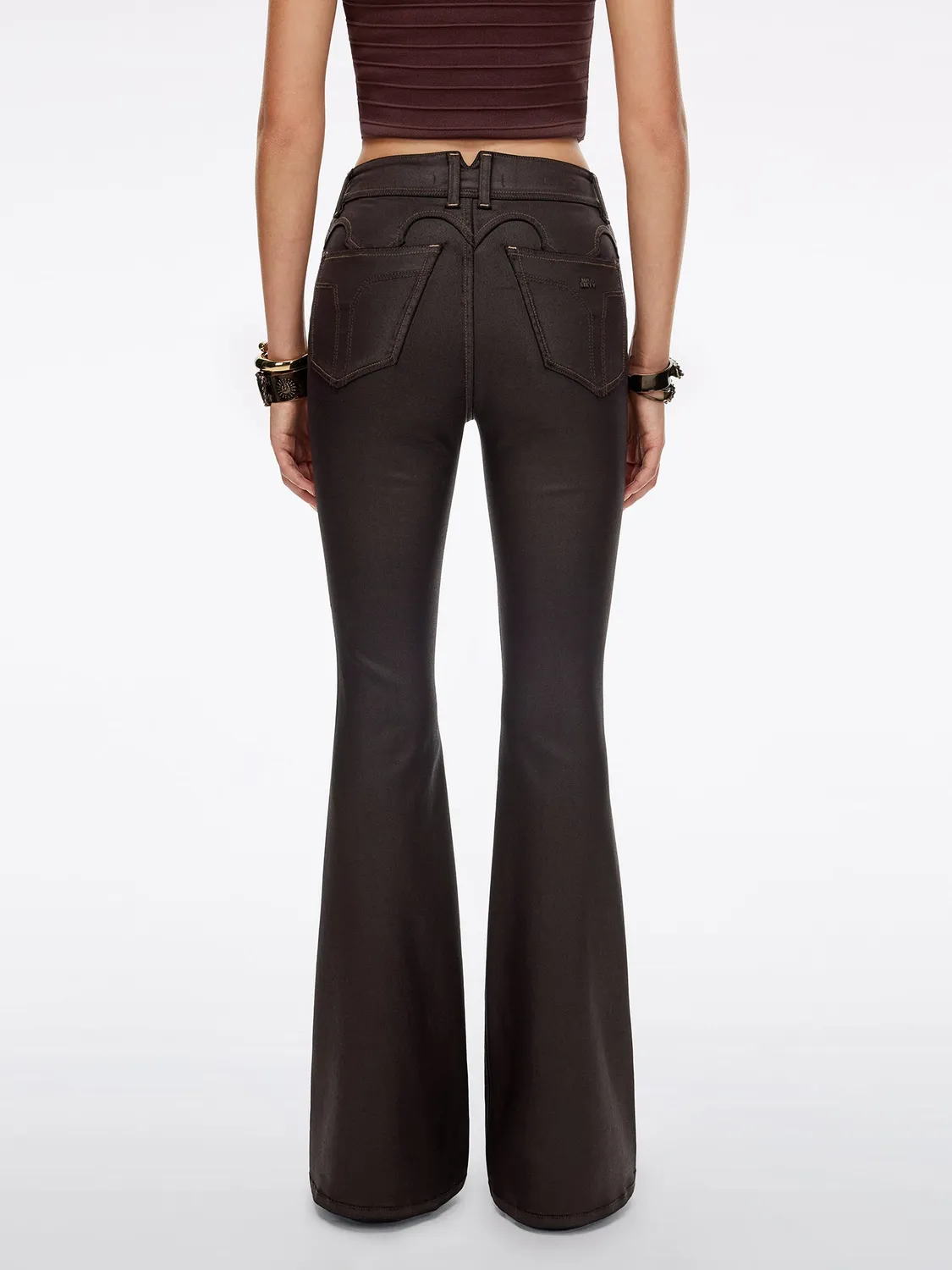 Miss Sixty Bella coated flare jeans brun stretch