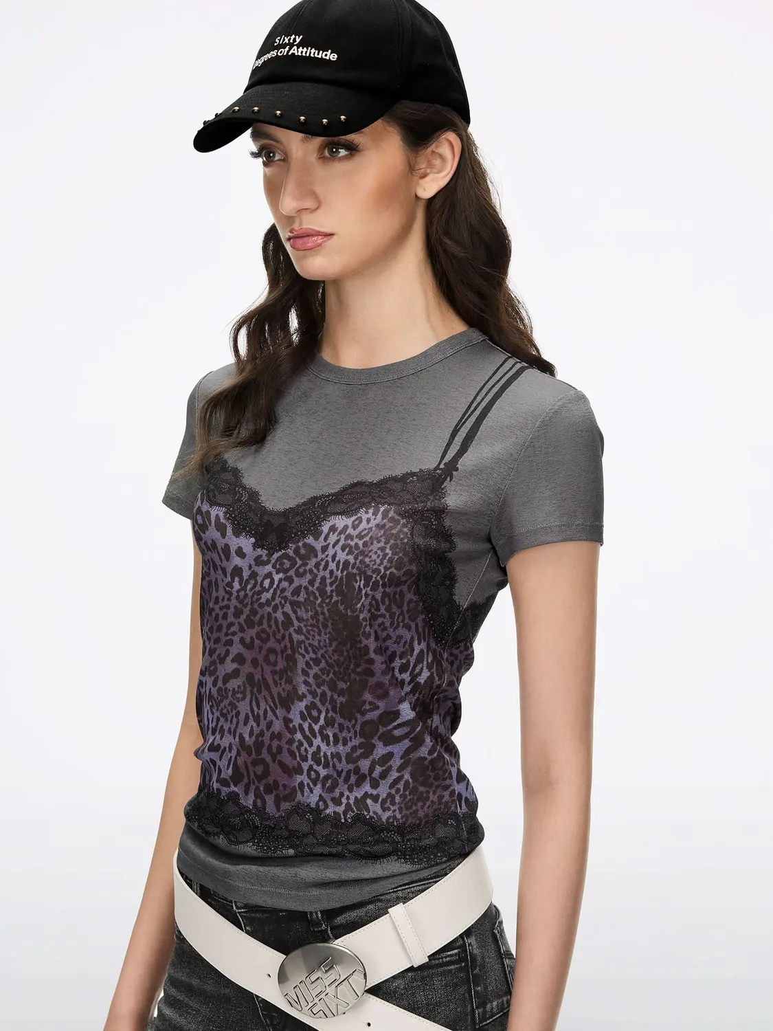 Miss Sixty T-shirt moerkegraa leopard print