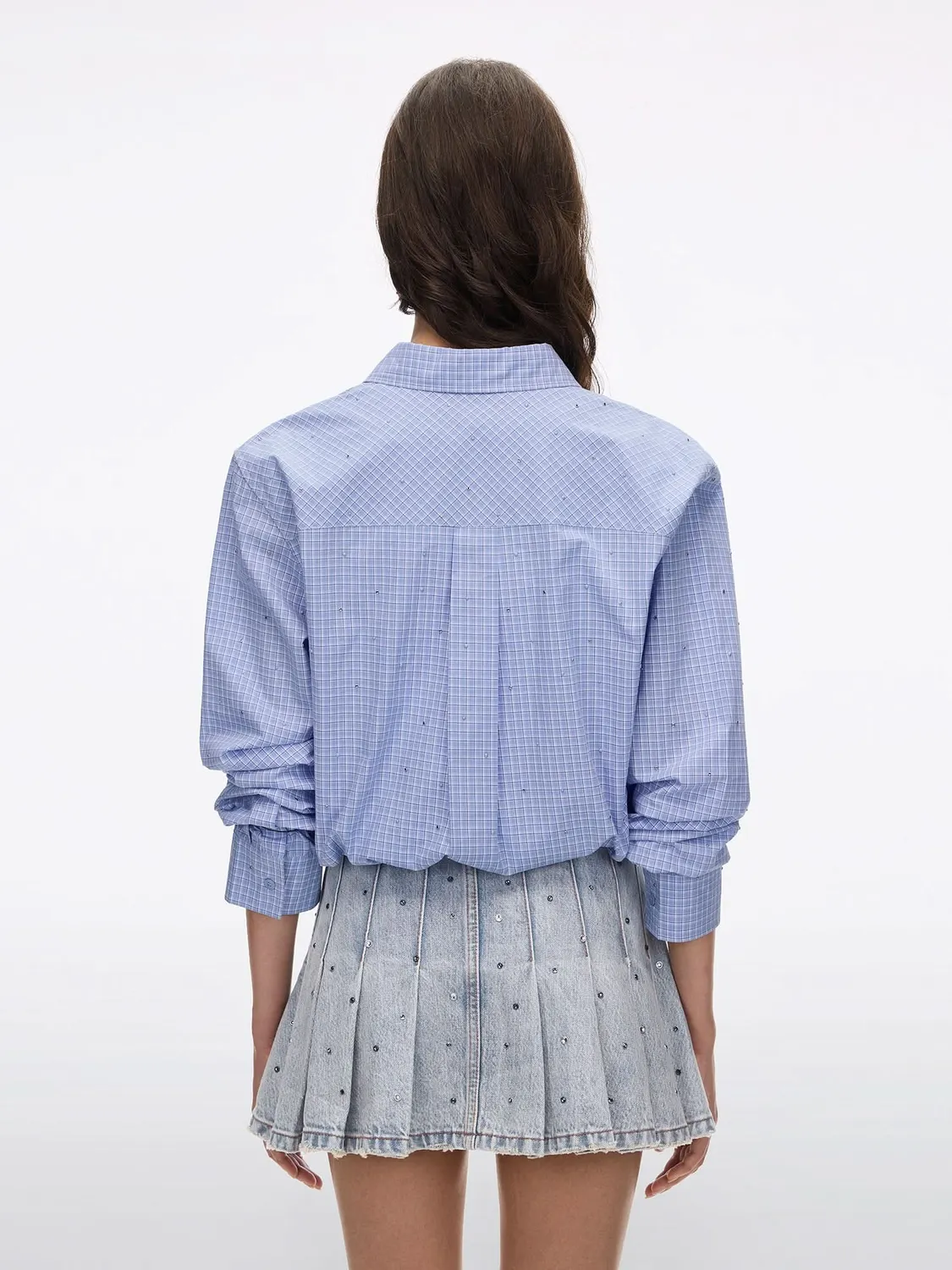 Miss Sixty Rhinestone Plaid Shirt skjorte blå