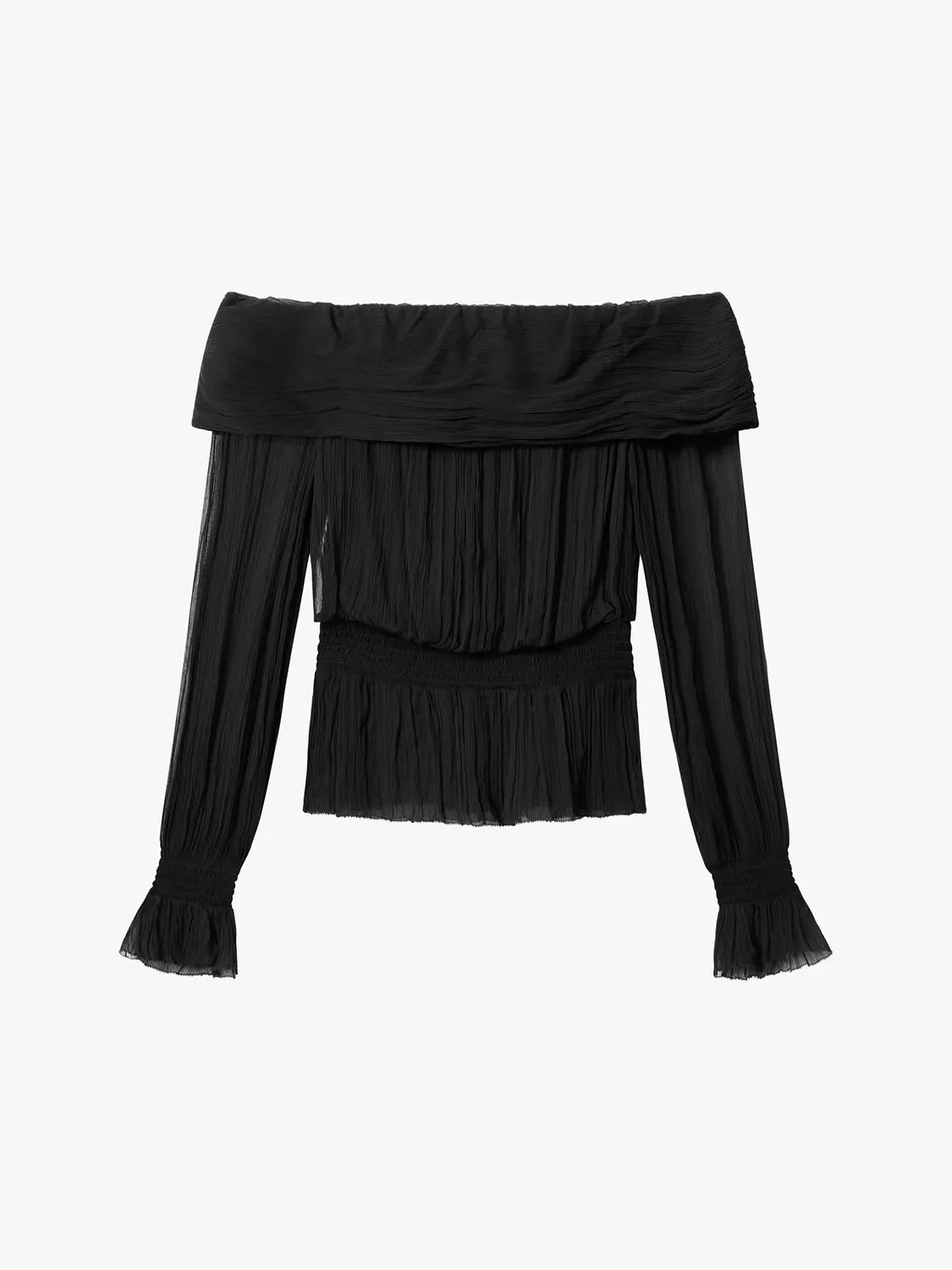 Miss Sixty Off-Shoulder silkeskjorte sort 100% silke